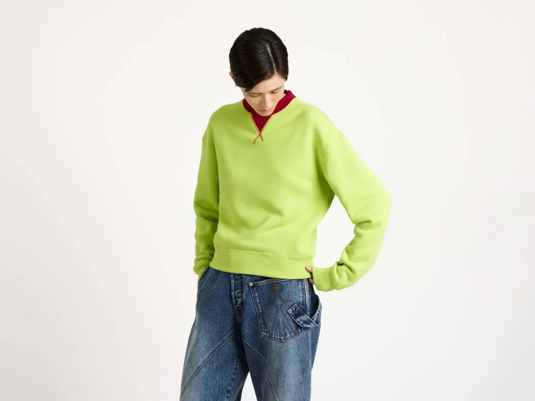 WOMENS CONTRAST COLLAR SWEATSHIRT IN LIME & RED made by J.W. Anderson