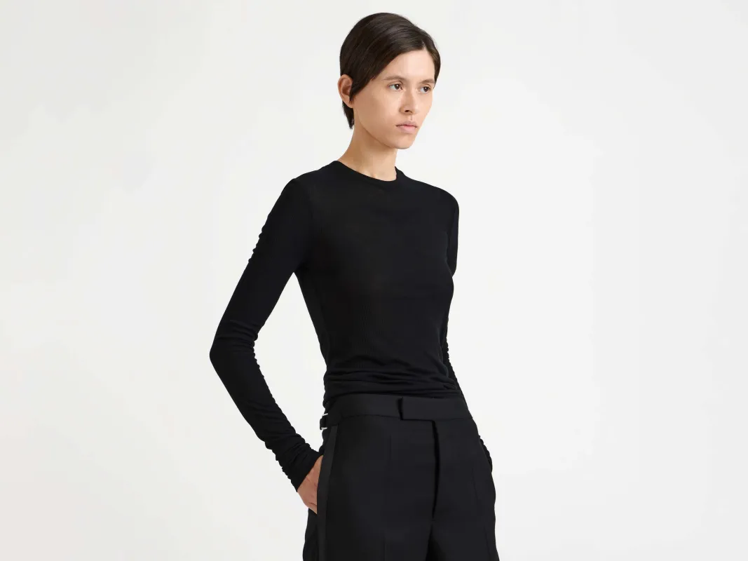 WOMENS LONG SLEEVE CREW NECKLINE TOP IN BLACK sold by J.W. Anderson