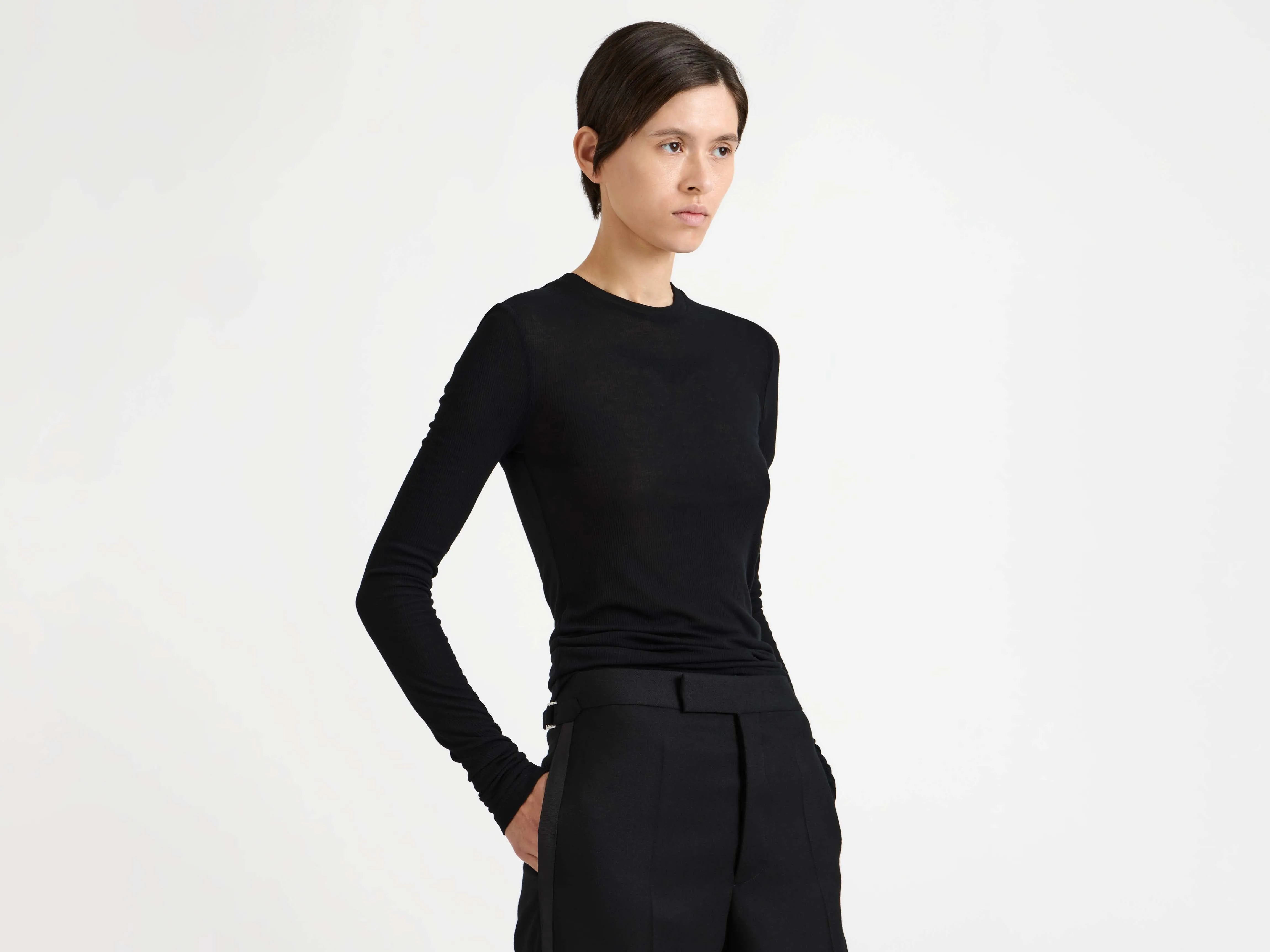 WOMENS LONG SLEEVE CREW NECKLINE TOP IN BLACK sold by J.W. Anderson