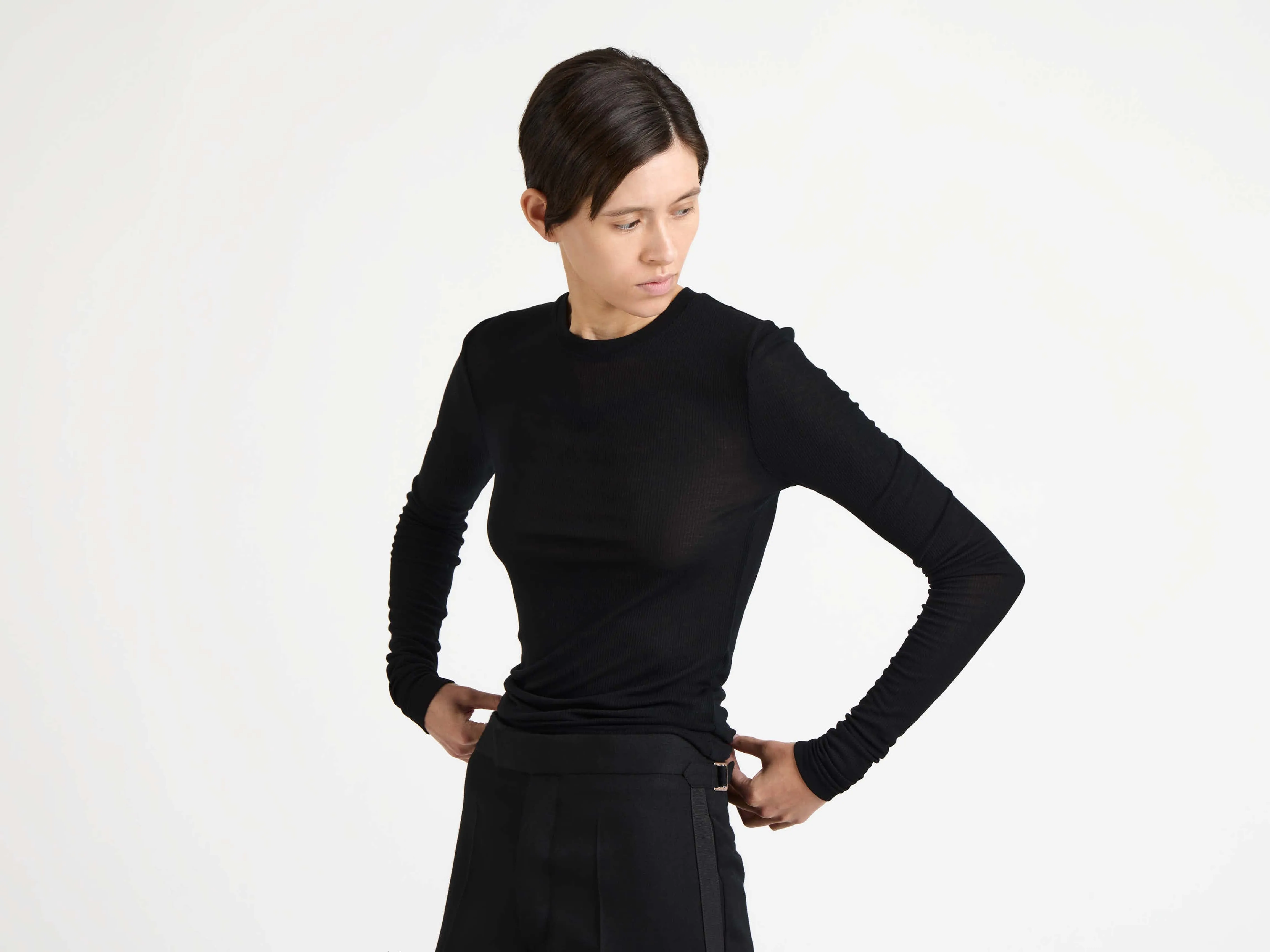 WOMENS LONG SLEEVE CREW NECKLINE TOP IN BLACK sold by J.W. Anderson product image thumbnail 3