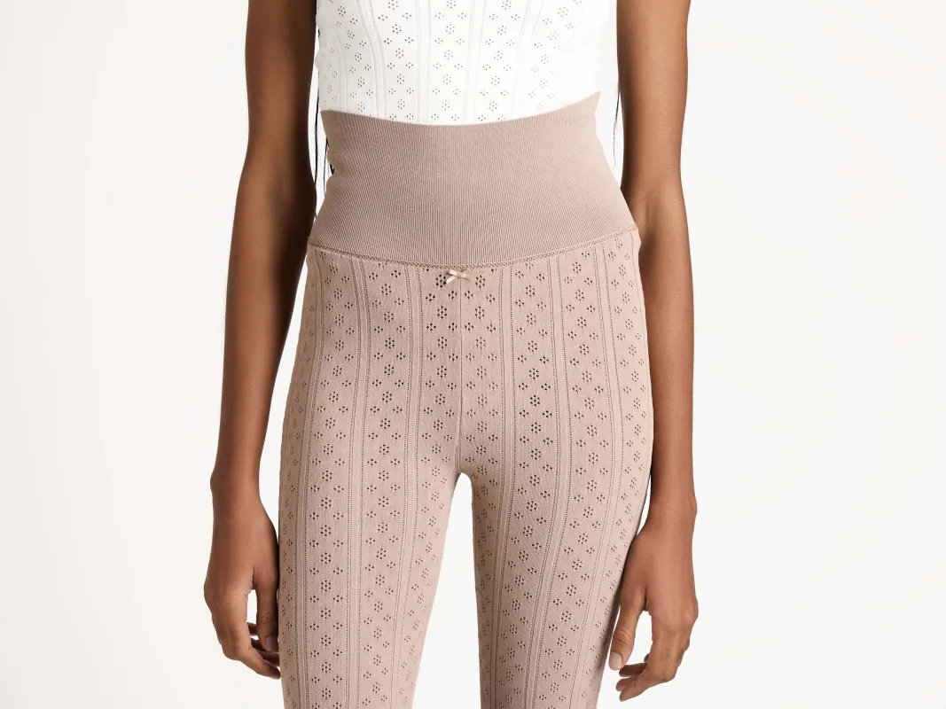 WOMENS KNITTED POINTELLE LEGGINGS IN TAUPE sold by J.W. Anderson