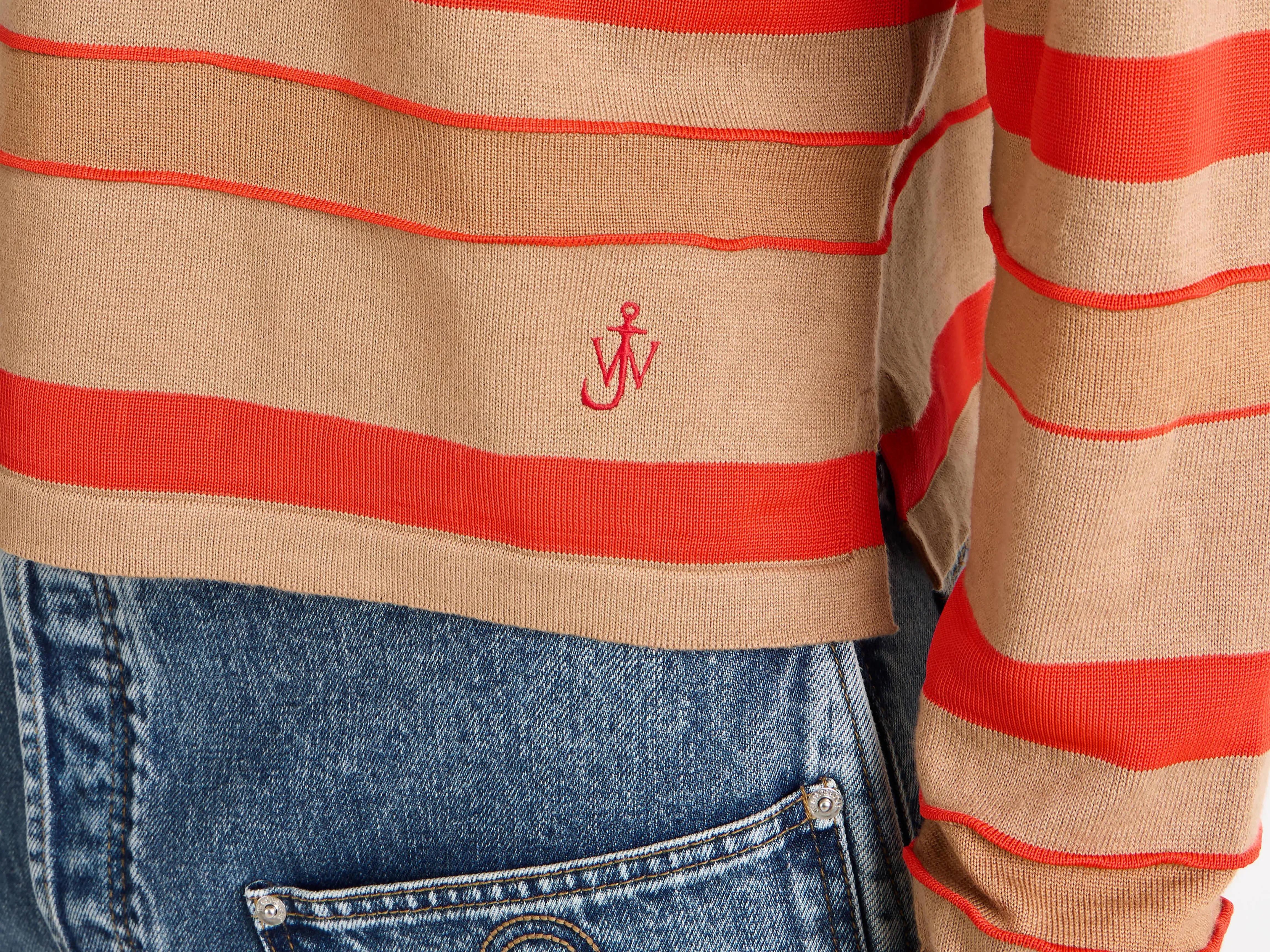 MENS KNITTED STRIPED RUGBY POLO TOP IN BISCUIT sold by J.W. Anderson product image thumbnail 4