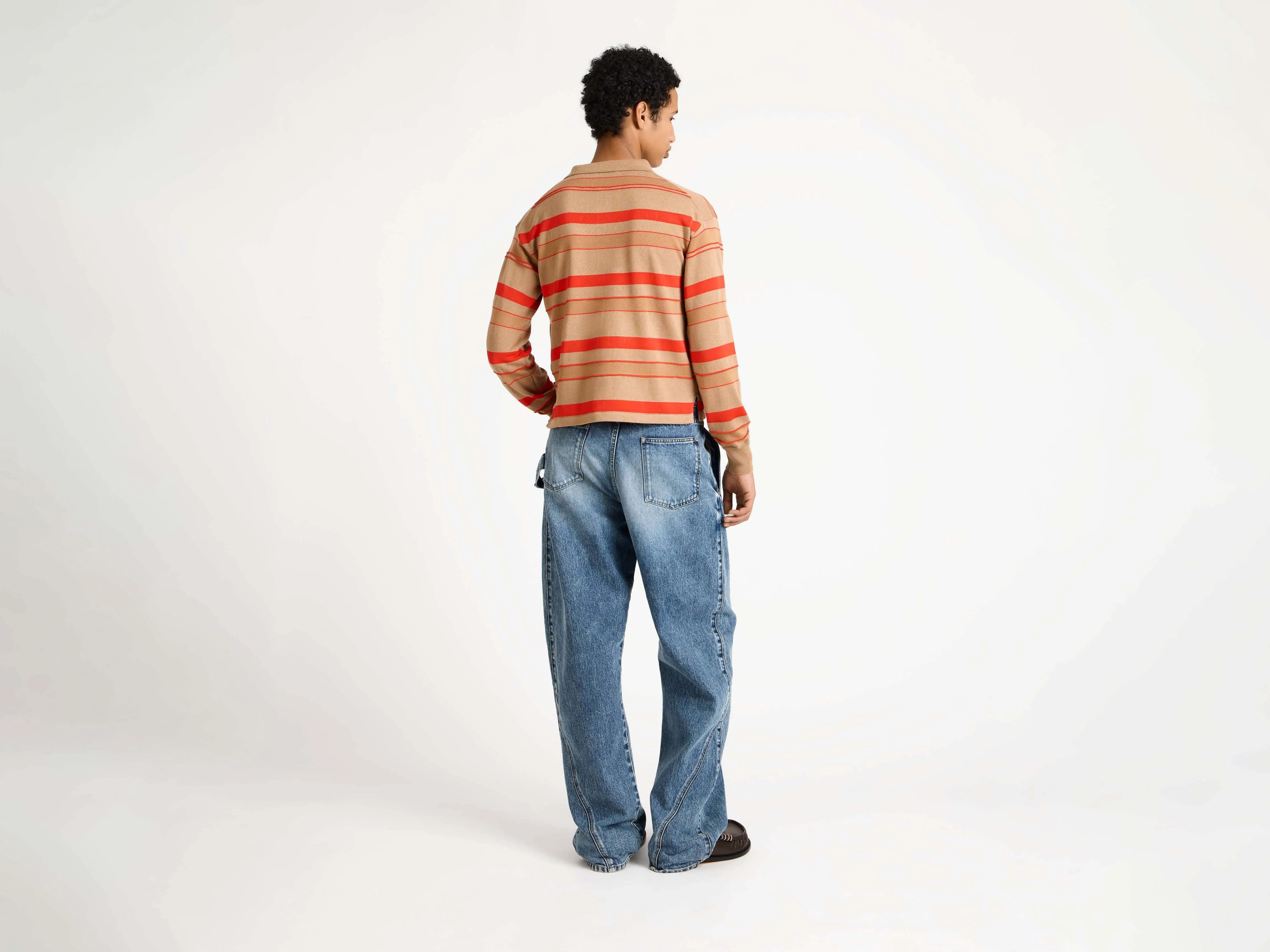 MENS KNITTED STRIPED RUGBY POLO TOP IN BISCUIT sold by J.W. Anderson product image thumbnail 2