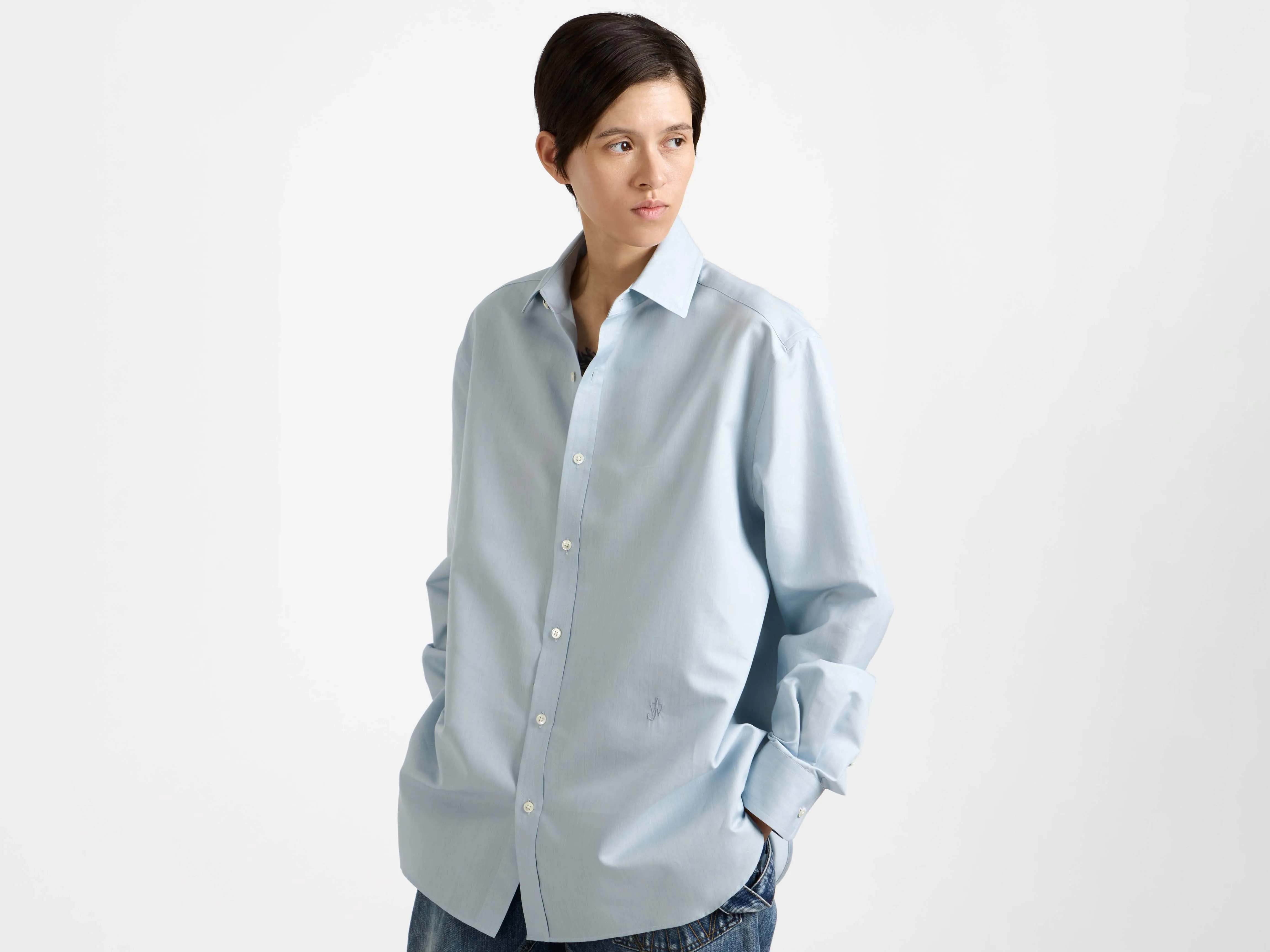 WOMENS CLASSIC DRESS SHIRT IN POWDER BLUE sold by J.W. Anderson