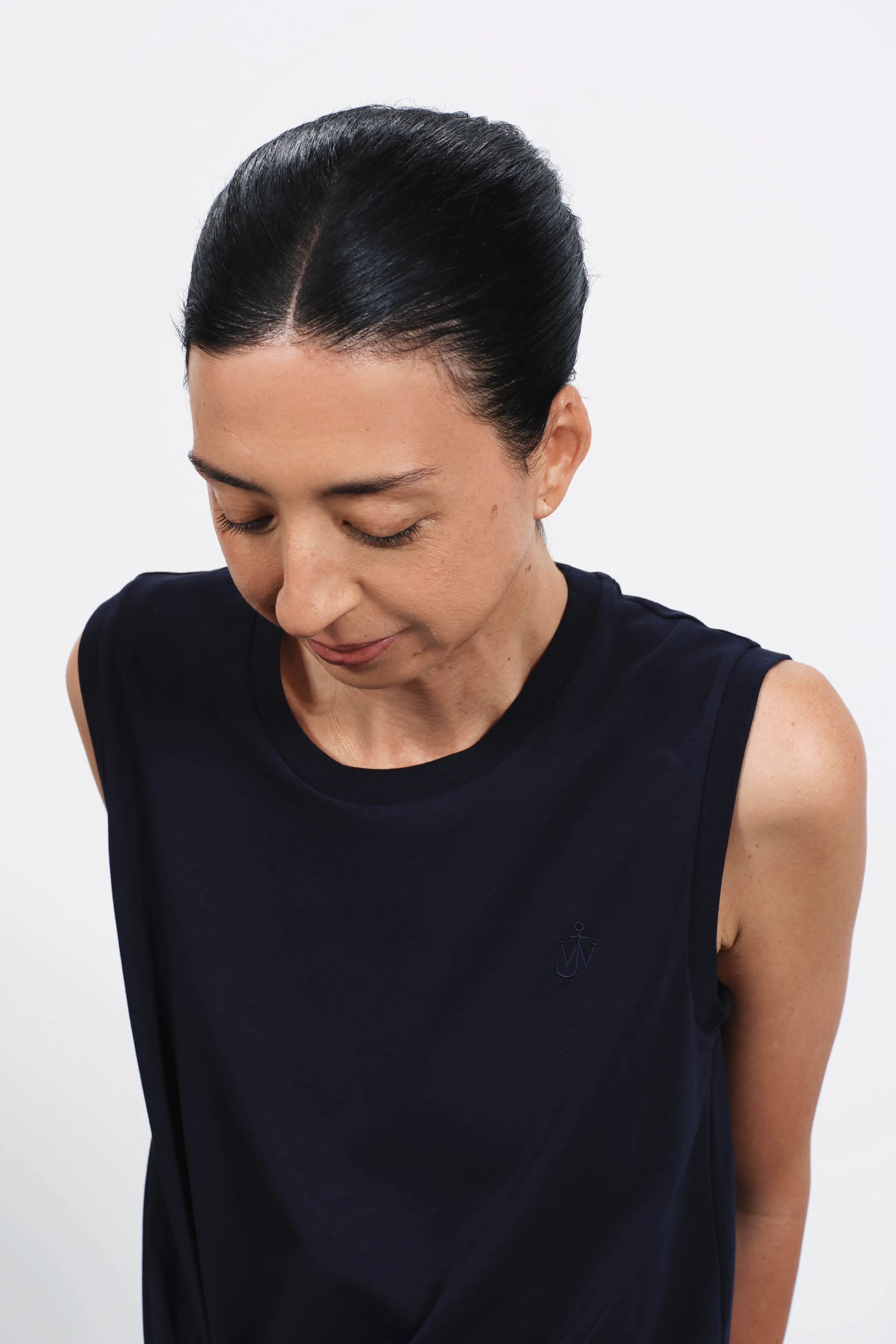 WOMENS HEM KNOT TANK TOP IN NAVY sold by J.W. Anderson product image thumbnail 4