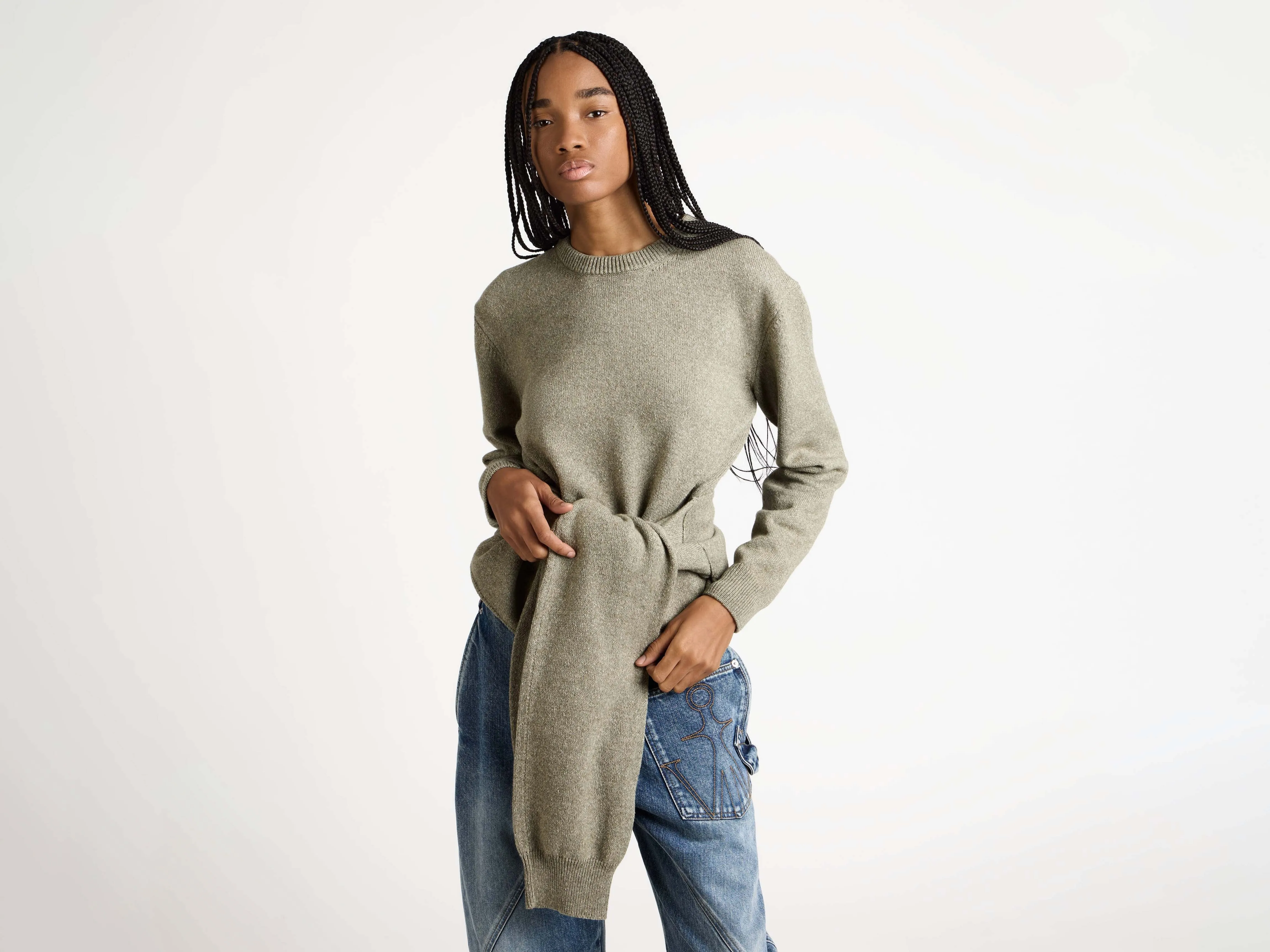 WOMENS SLEEVE-TIE WAISTED JUMPER IN SAGE sold by J.W. Anderson product image thumbnail 3