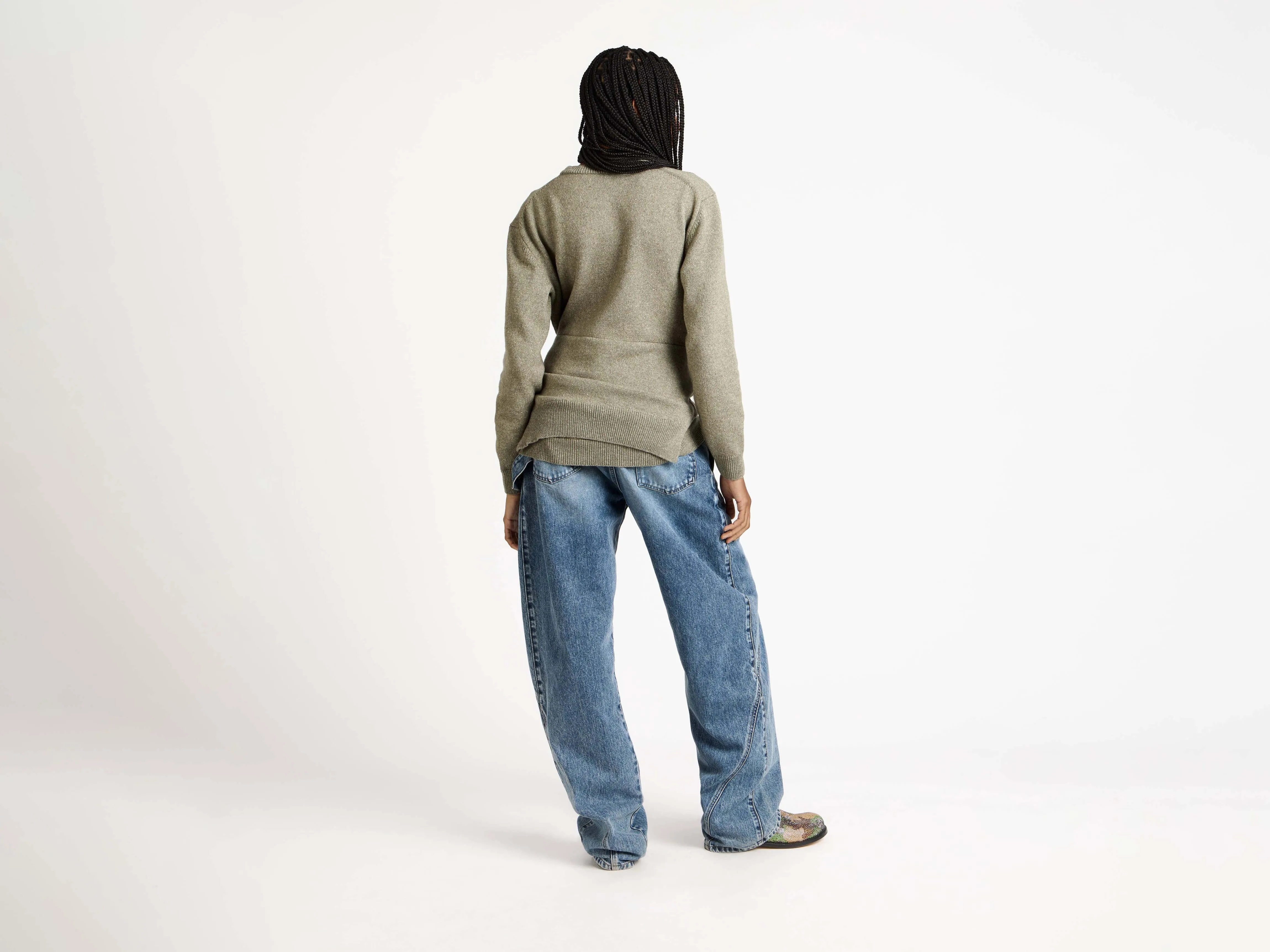 WOMENS SLEEVE-TIE WAISTED JUMPER IN SAGE sold by J.W. Anderson product image thumbnail 2