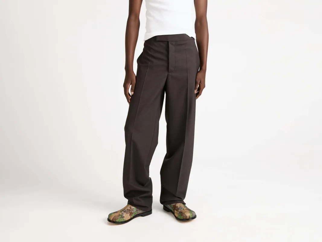 MENS TAILORED TUXEDO TROUSERS IN CHOCOLATE BROWN sold by J.W. Anderson