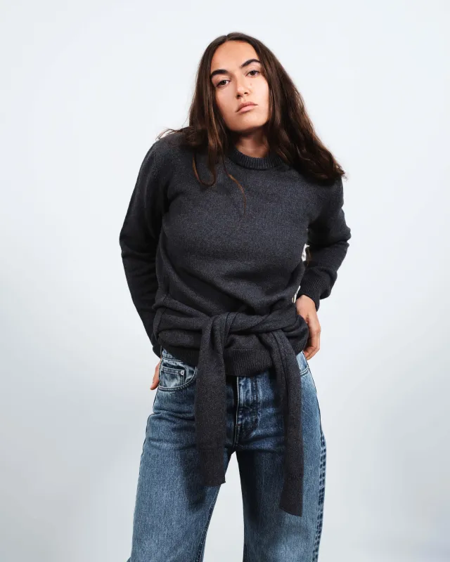 WOMENS SLEEVE-TIE WAISTED JUMPER IN CHARCOAL MELANGE sold by J.W. Anderson