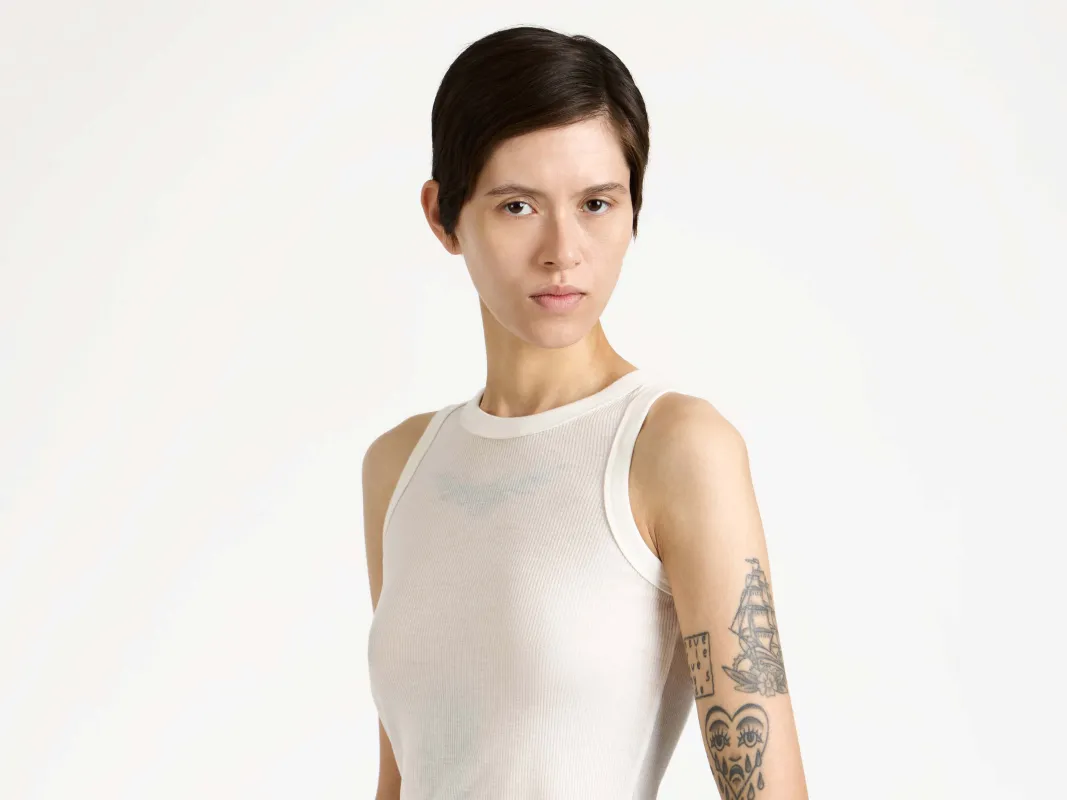 WOMENS SHEER CAMI VEST TOP IN OFF-WHITE sold by J.W. Anderson