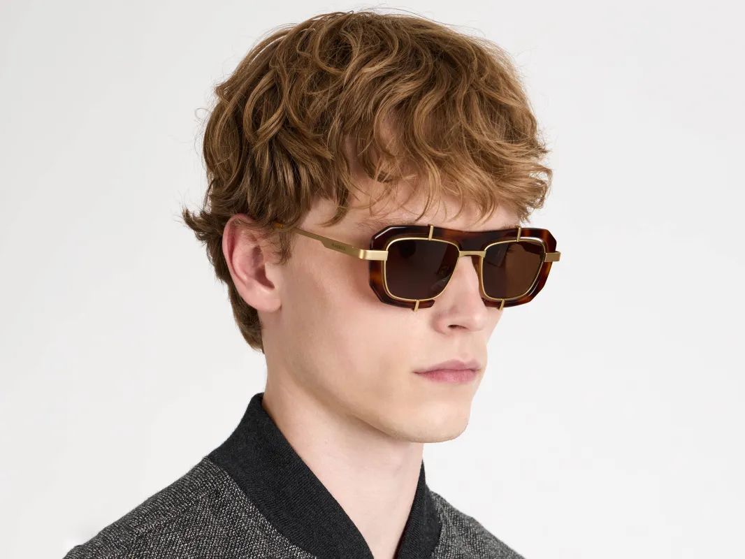 JWA03 GEOMETRIC SUNGLASSES IN HAVANA made by J.W. Anderson