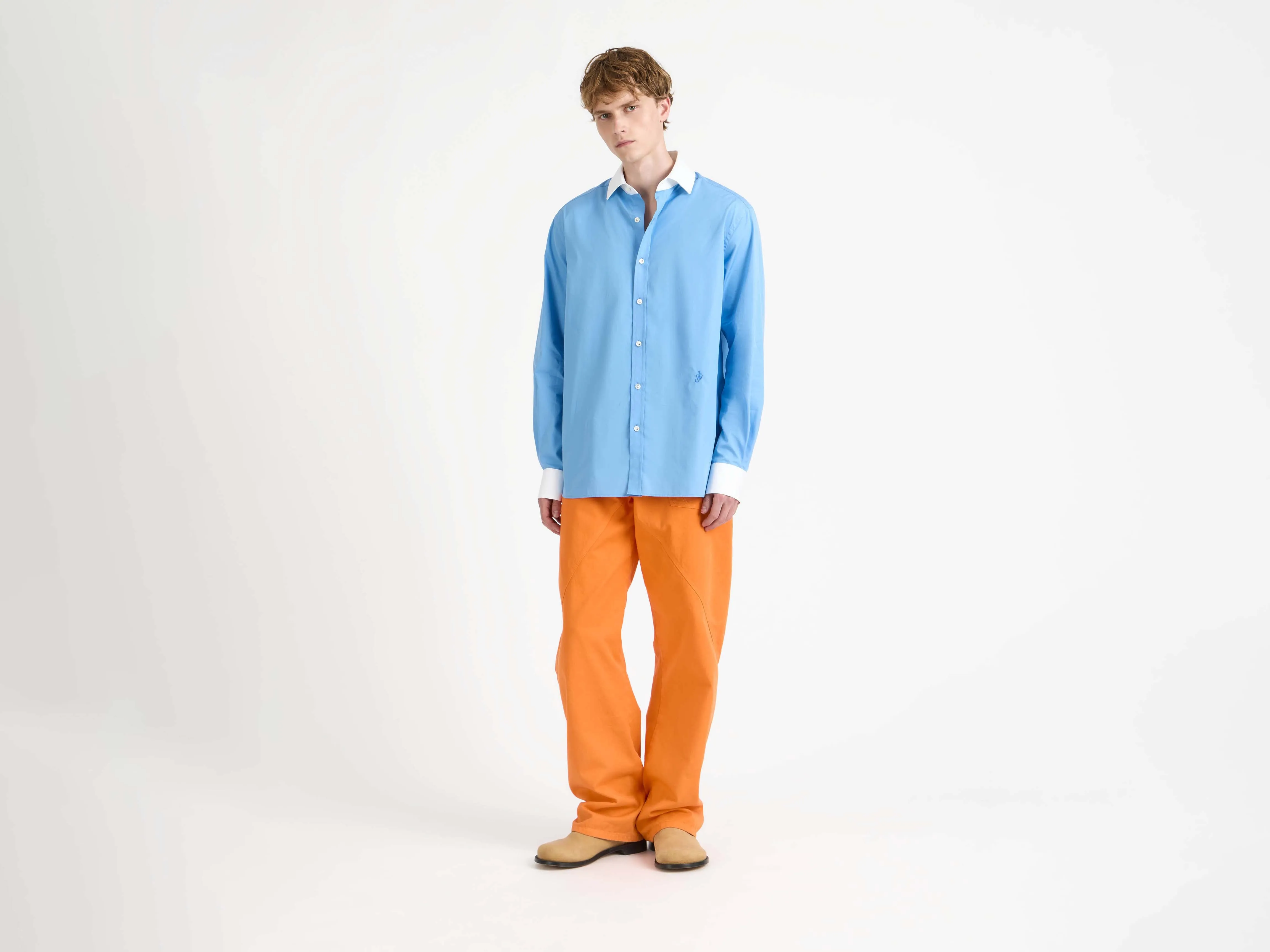 MENS CONTRAST COLLAR DRESS SHIRT IN CORNFLOWER BLUE sold by J.W. Anderson product image thumbnail 4