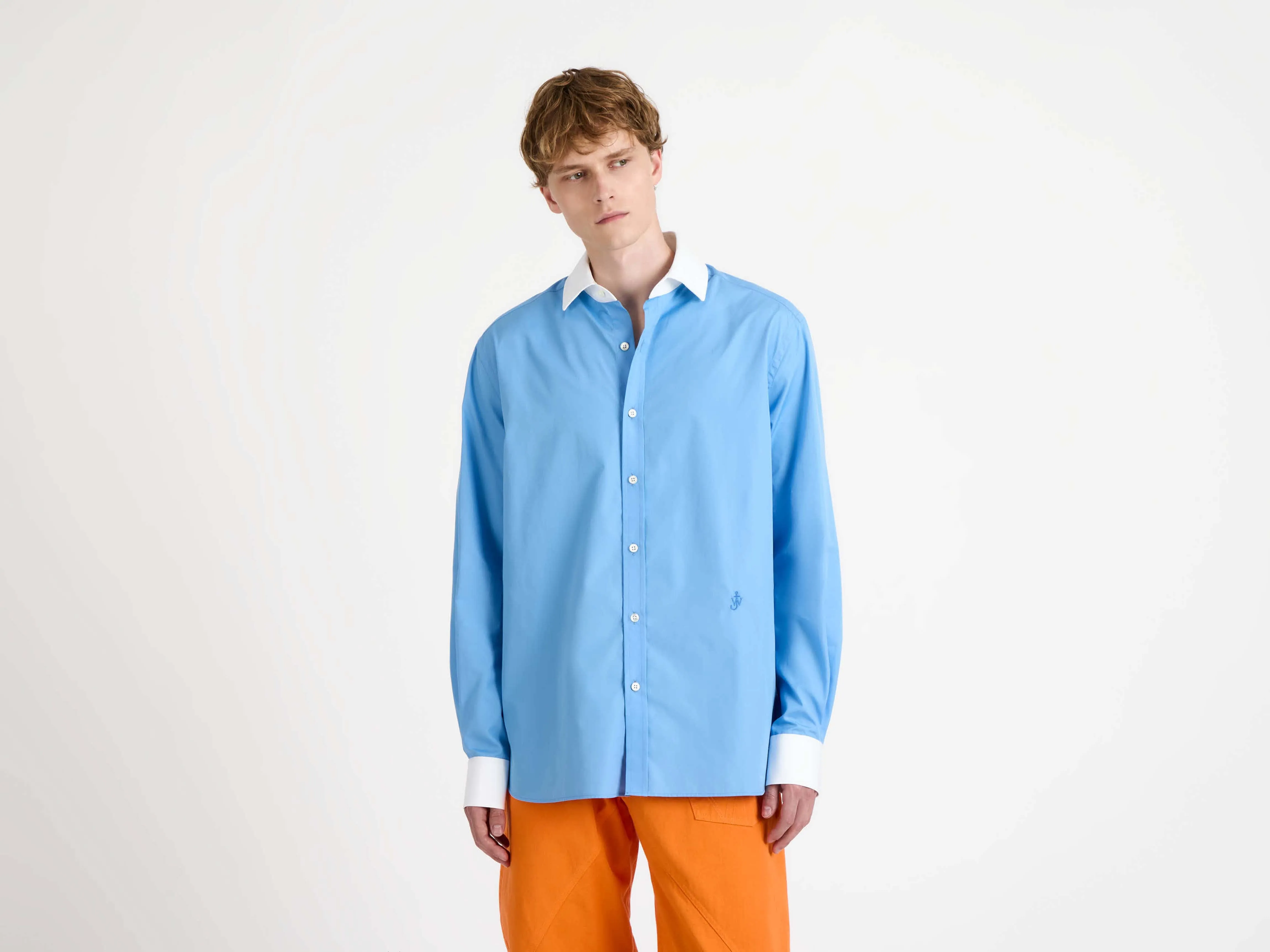 MENS CONTRAST COLLAR DRESS SHIRT IN CORNFLOWER BLUE sold by J.W. Anderson product image thumbnail 2