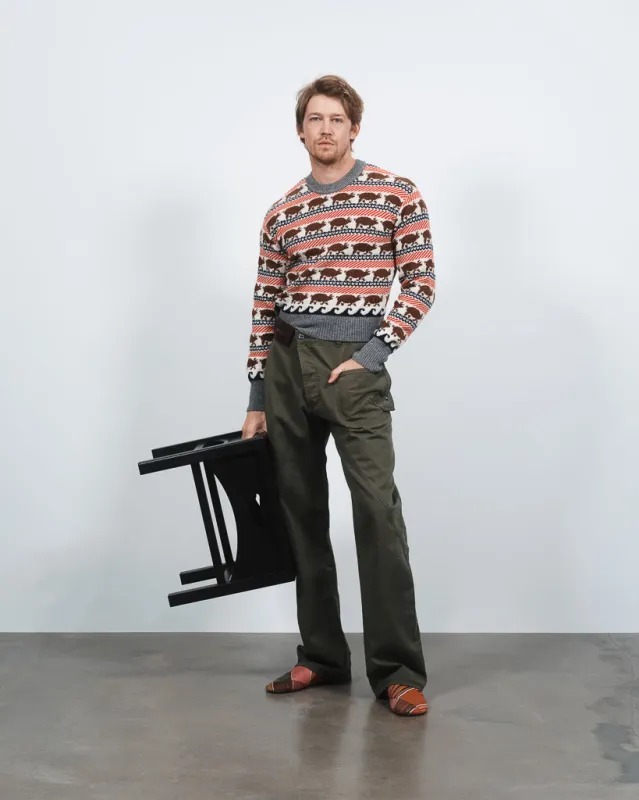 MENS FAIRISLE 'PIG' JUMPER IN RED made by J.W. Anderson
