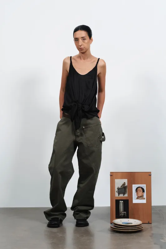 WOMENS KNOTTED WAIST CAMI TOP IN BLACK sold by J.W. Anderson