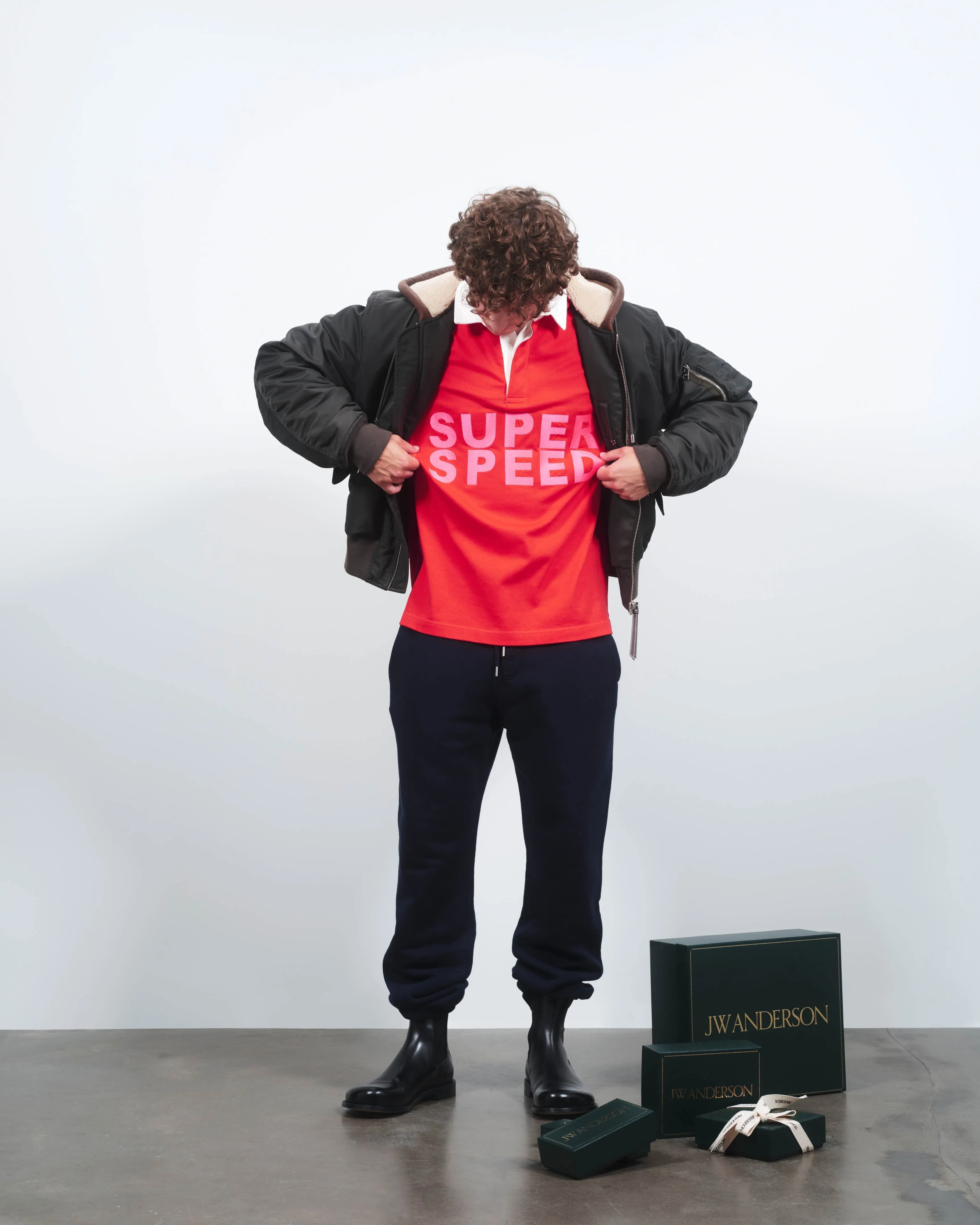 MENS 'SUPER SPEED' RUGBY POLO TOP IN BRIGHT RED sold by J.W. Anderson product image thumbnail 2