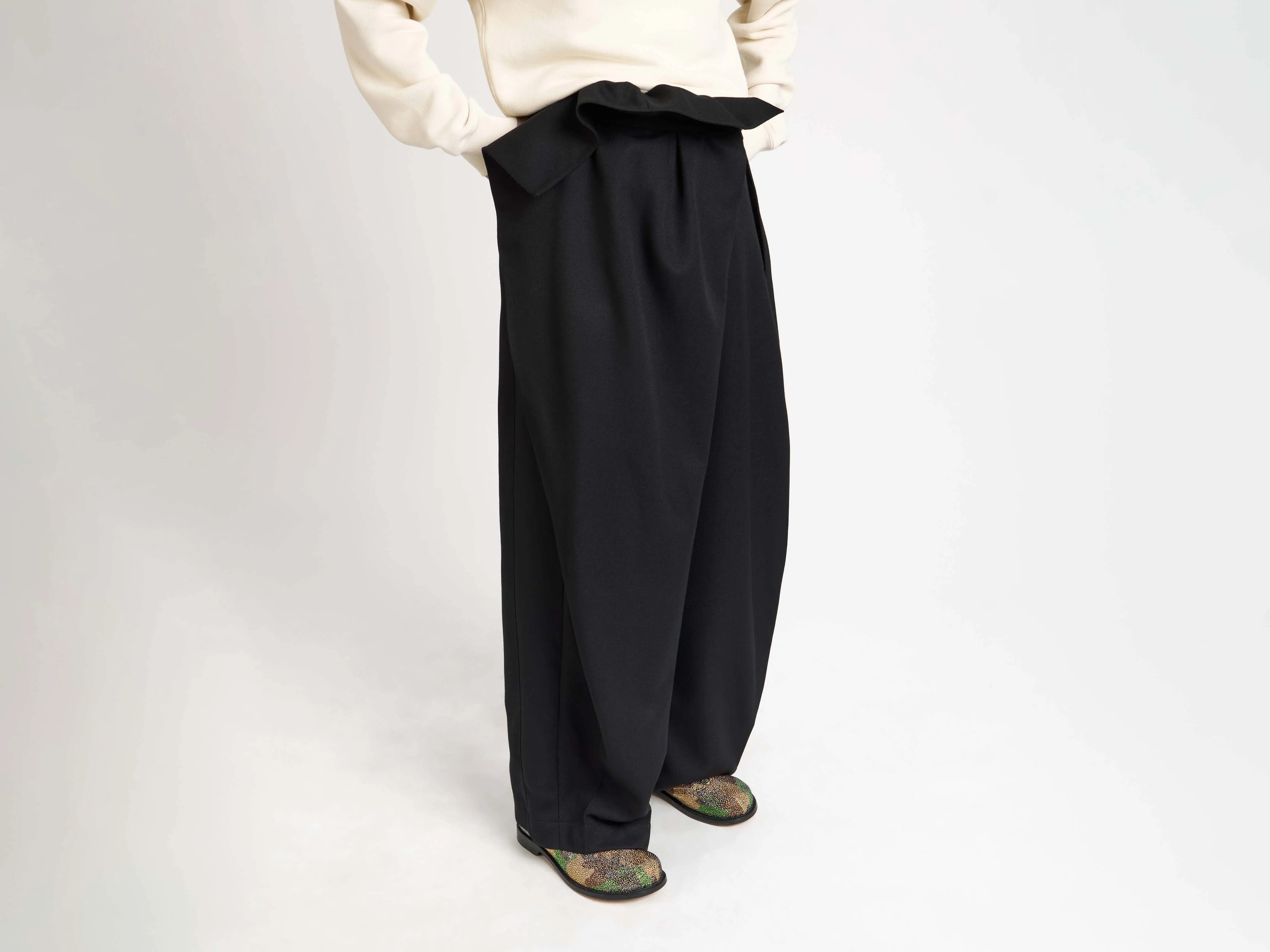 WOMENS FOLD OVER TROUSERS IN BLACK sold by J.W. Anderson product image thumbnail 2