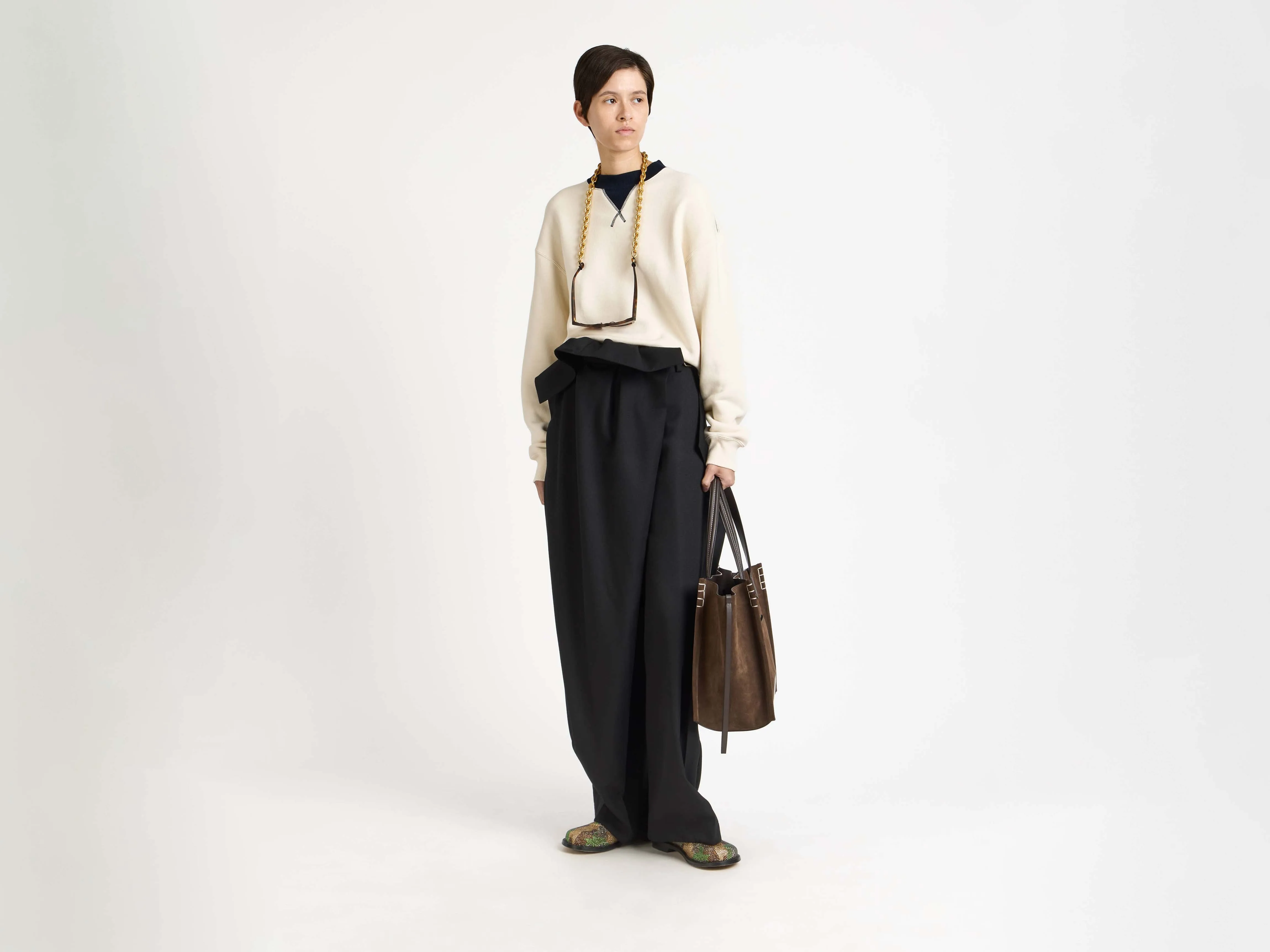 WOMENS FOLD OVER TROUSERS IN BLACK sold by J.W. Anderson