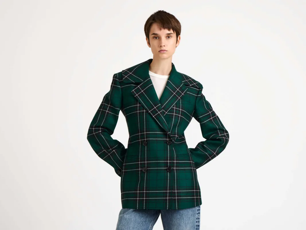 WOMENS FITTED WAIST TAILORED JACKET IN FOREST GREEN sold by J.W. Anderson