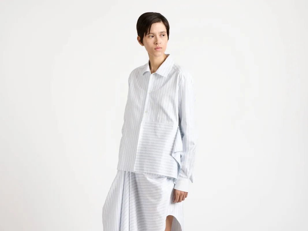 WOMENS ASYMMETRIC DRAPED SHIRT IN WHITE & BLUE sold by J.W. Anderson
