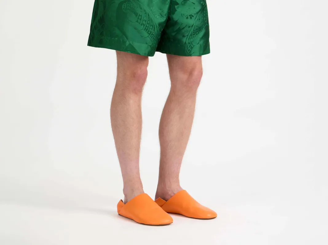 MENS SLIPPER MULES IN ORANGE made by J.W. Anderson