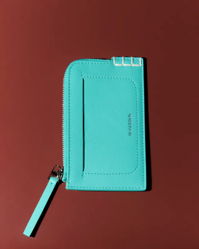 LEATHER LOAFER ZIP WALLET IN TURQUOISE made by J.W. Anderson
