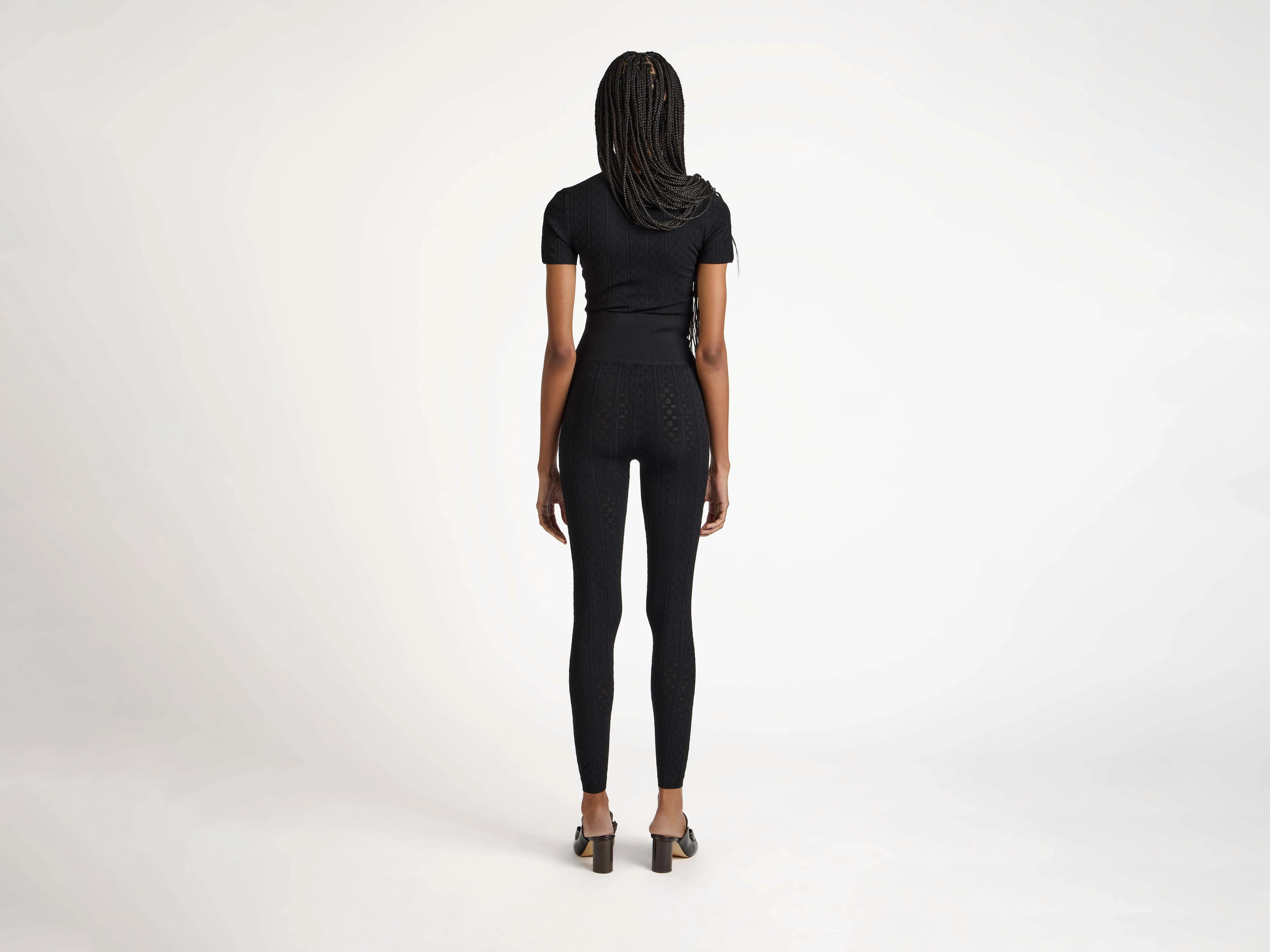 WOMENS KNITTED POINTELLE LEGGINGS IN BLACK sold by J.W. Anderson product image thumbnail 4