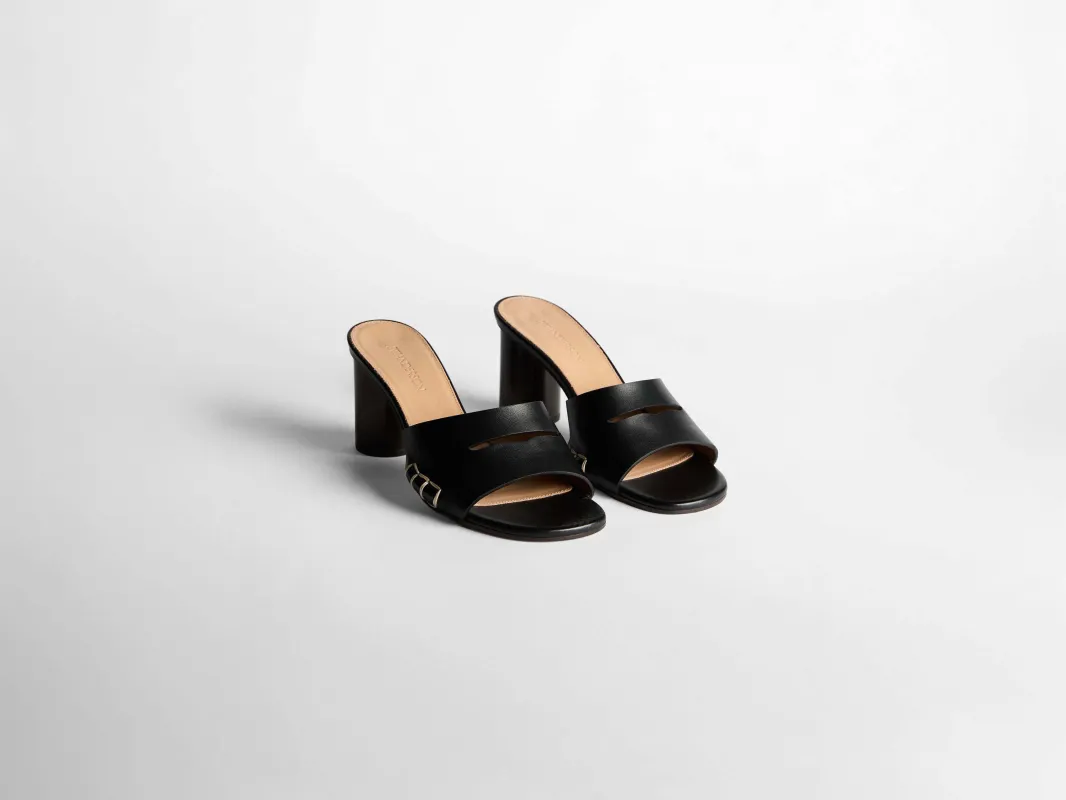 WOMENS LOAFER MULE HEELED SANDAL IN BLACK sold by J.W. Anderson