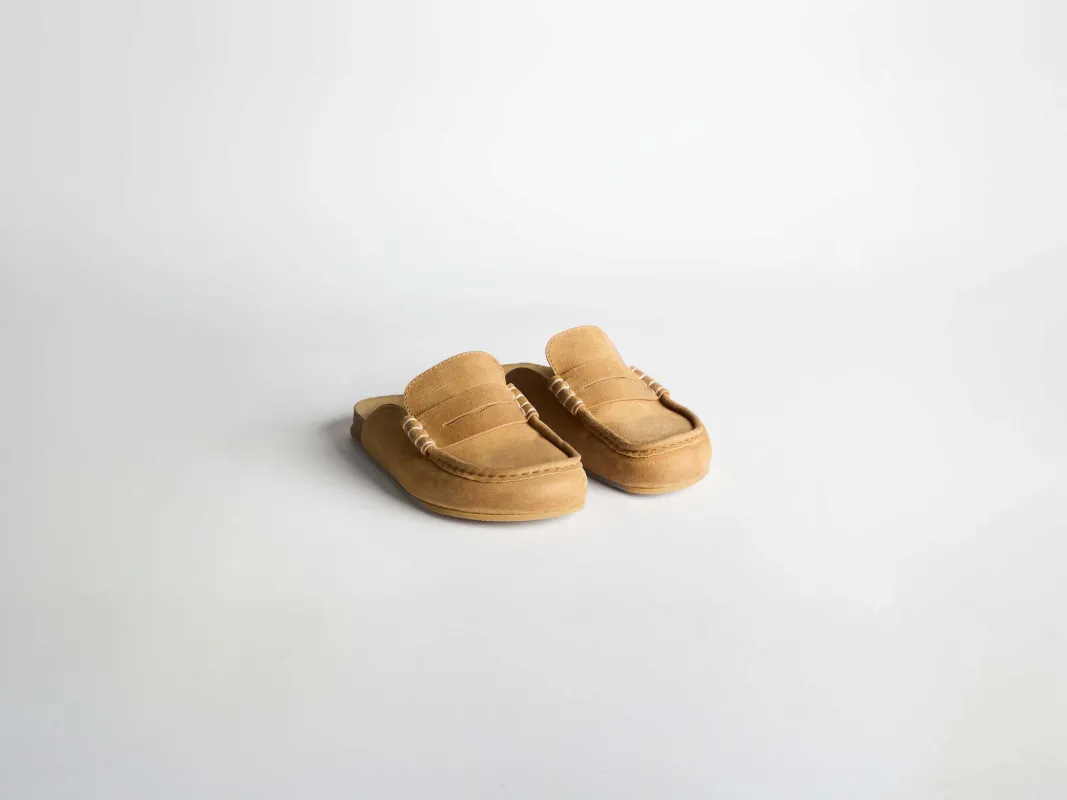 WOMENS STITCH LOAFER MULES IN MUSTARD made by J.W. Anderson