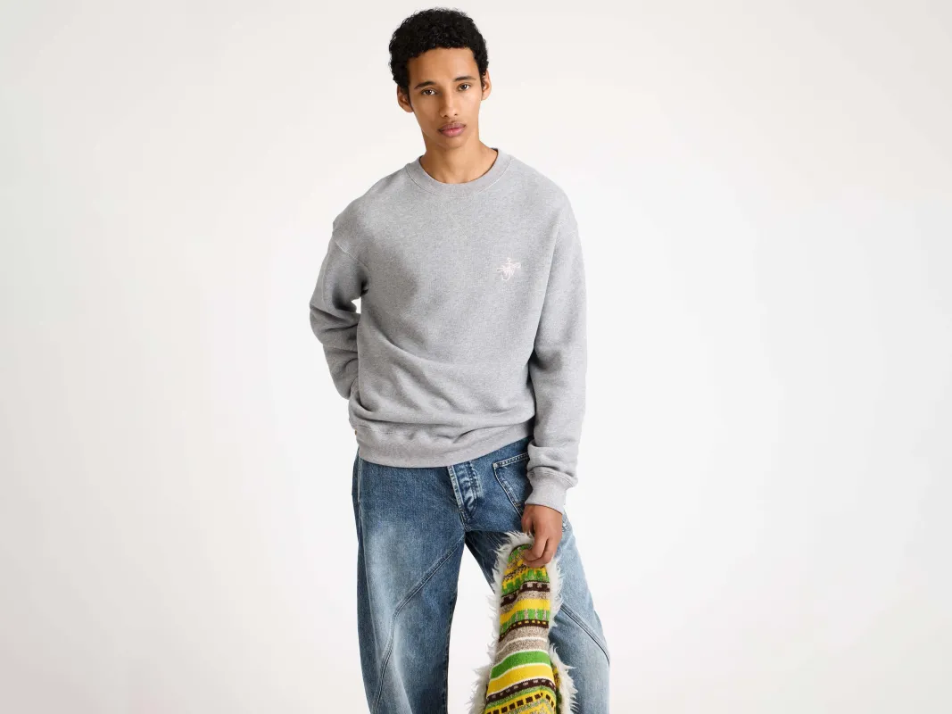 MENS RIBBON ANCHOR SWEATSHIRT IN MID GREY MELANGE sold by J.W. Anderson