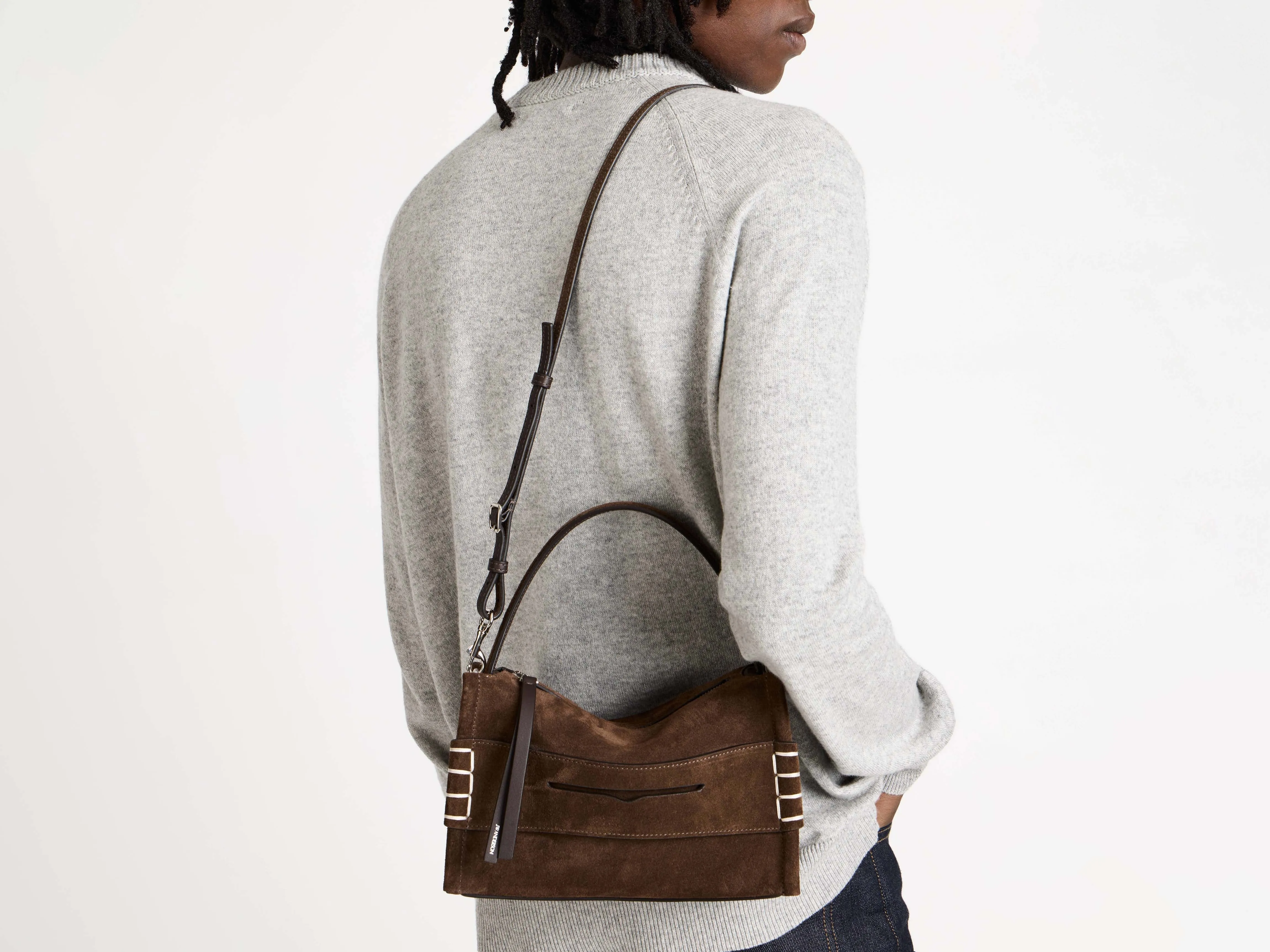 SMALL LOAFER BAG IN BROWN SUEDE sold by J.W. Anderson