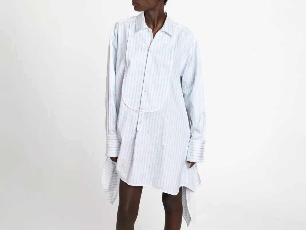 WOMENS KNOTTED DETAIL SHIRT DRESS IN WHITE & BLUE made by J.W. Anderson