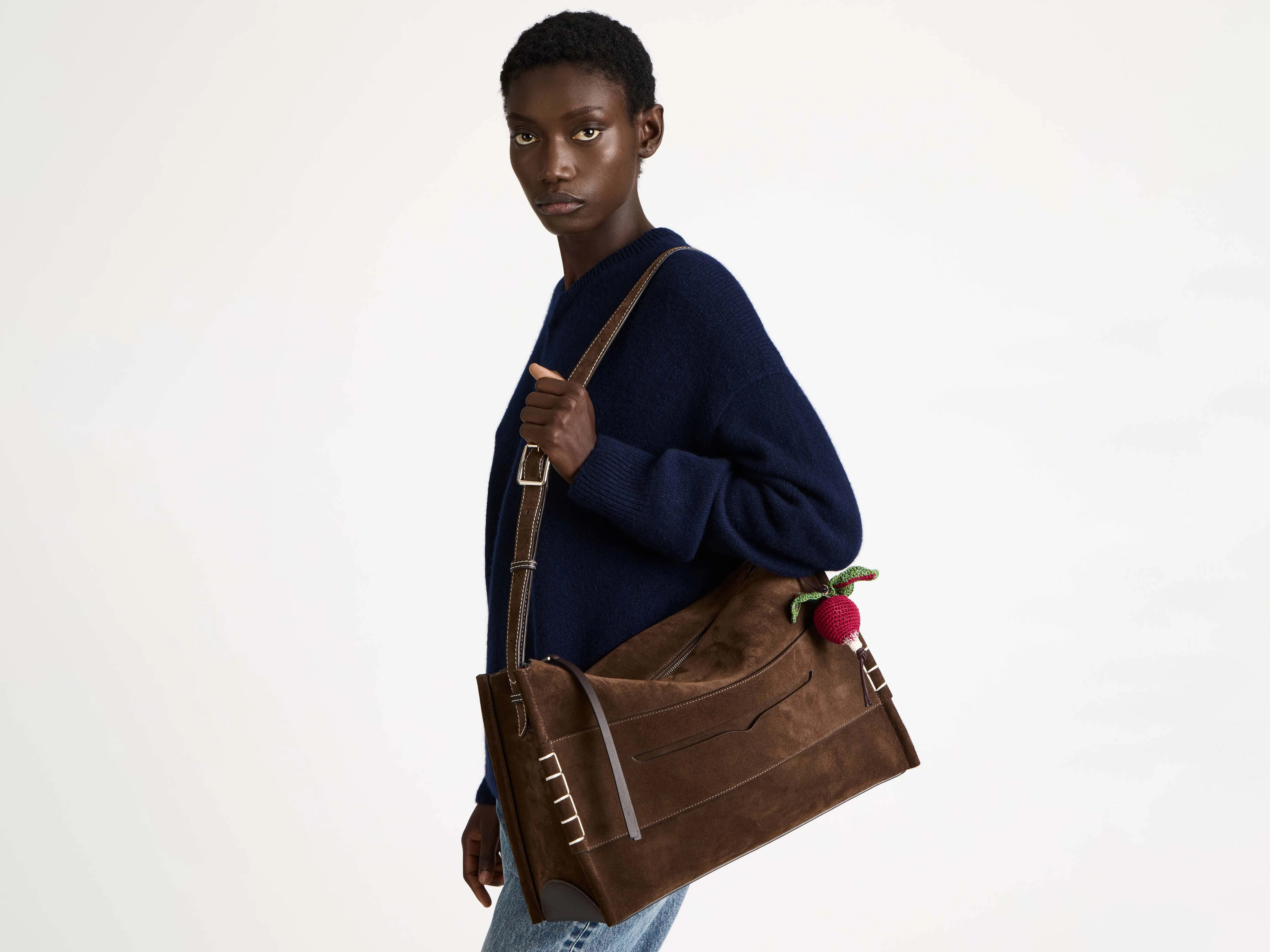 MESSENGER LOAFER BAG IN CHOCOLATE BROWN SUEDE sold by J.W. Anderson product image thumbnail 2