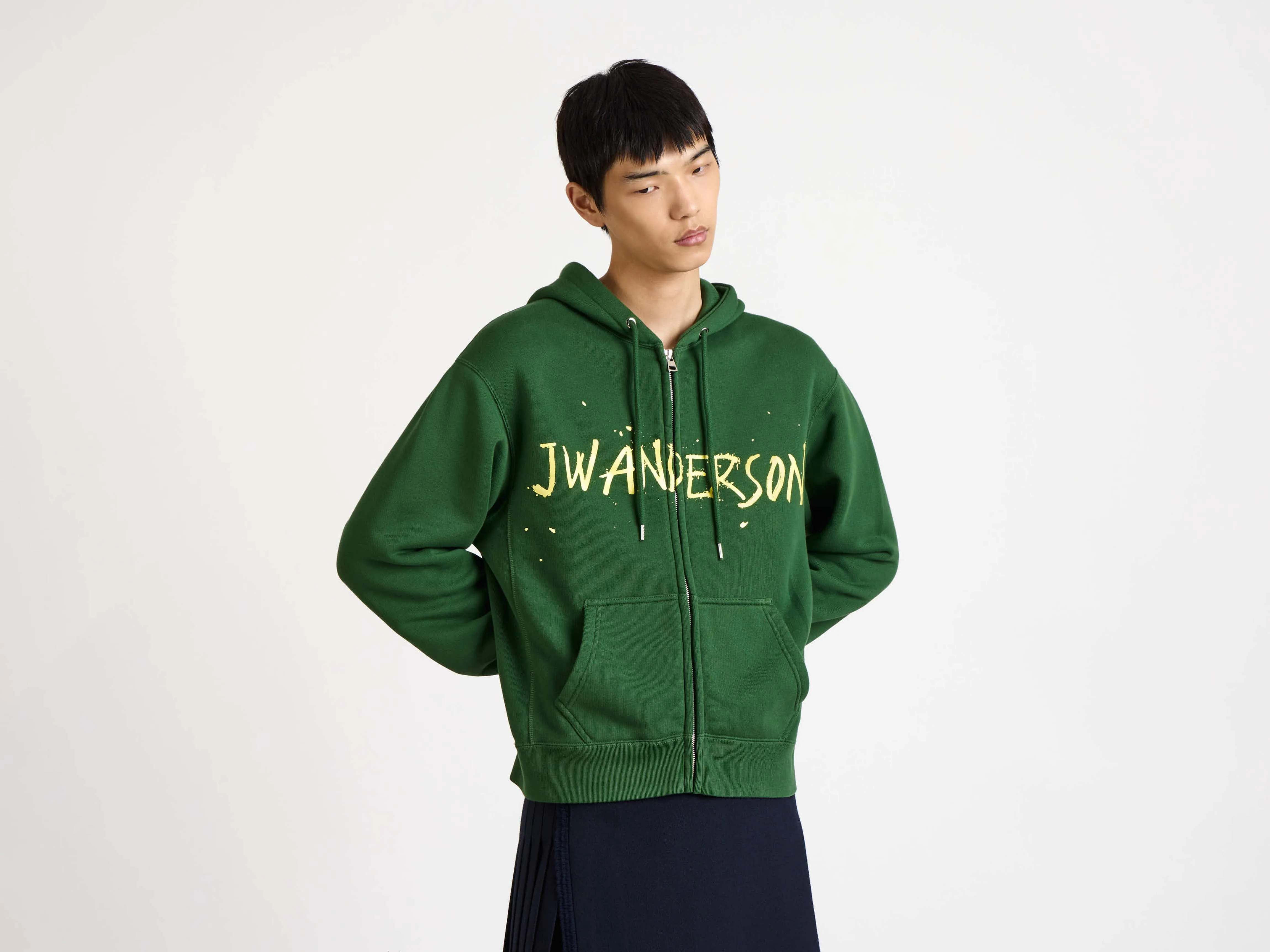 MENS ZIP FRONT PRINT HOODIE IN GREEN sold by J.W. Anderson product image thumbnail 3