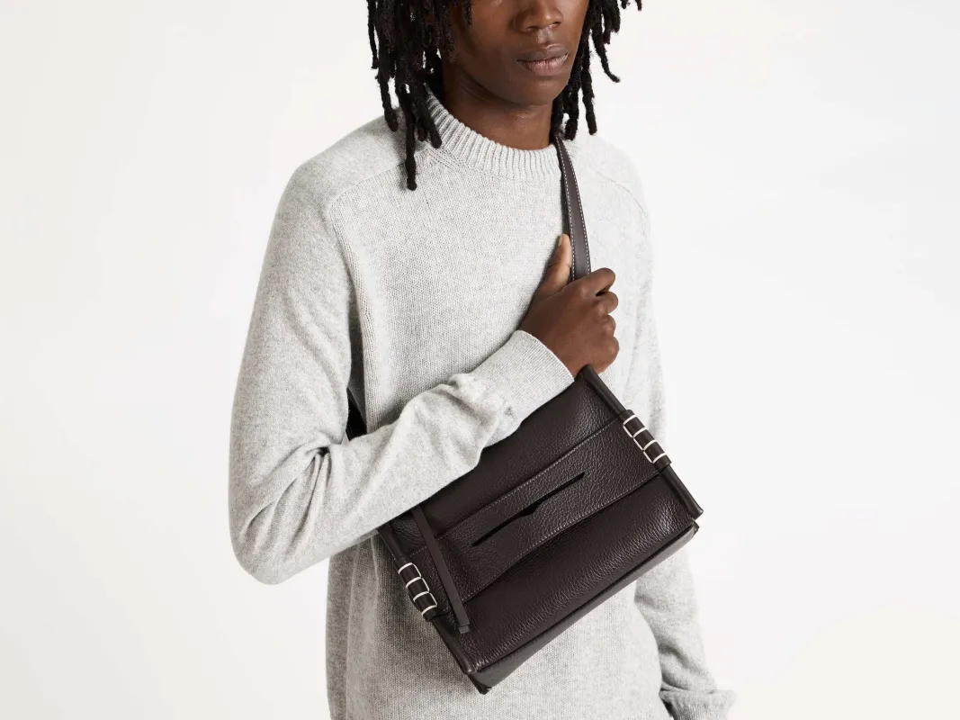 SMALL MESSENGER LOAFER BAG IN CHOCOLATE BROWN LEATHER made by J.W. Anderson