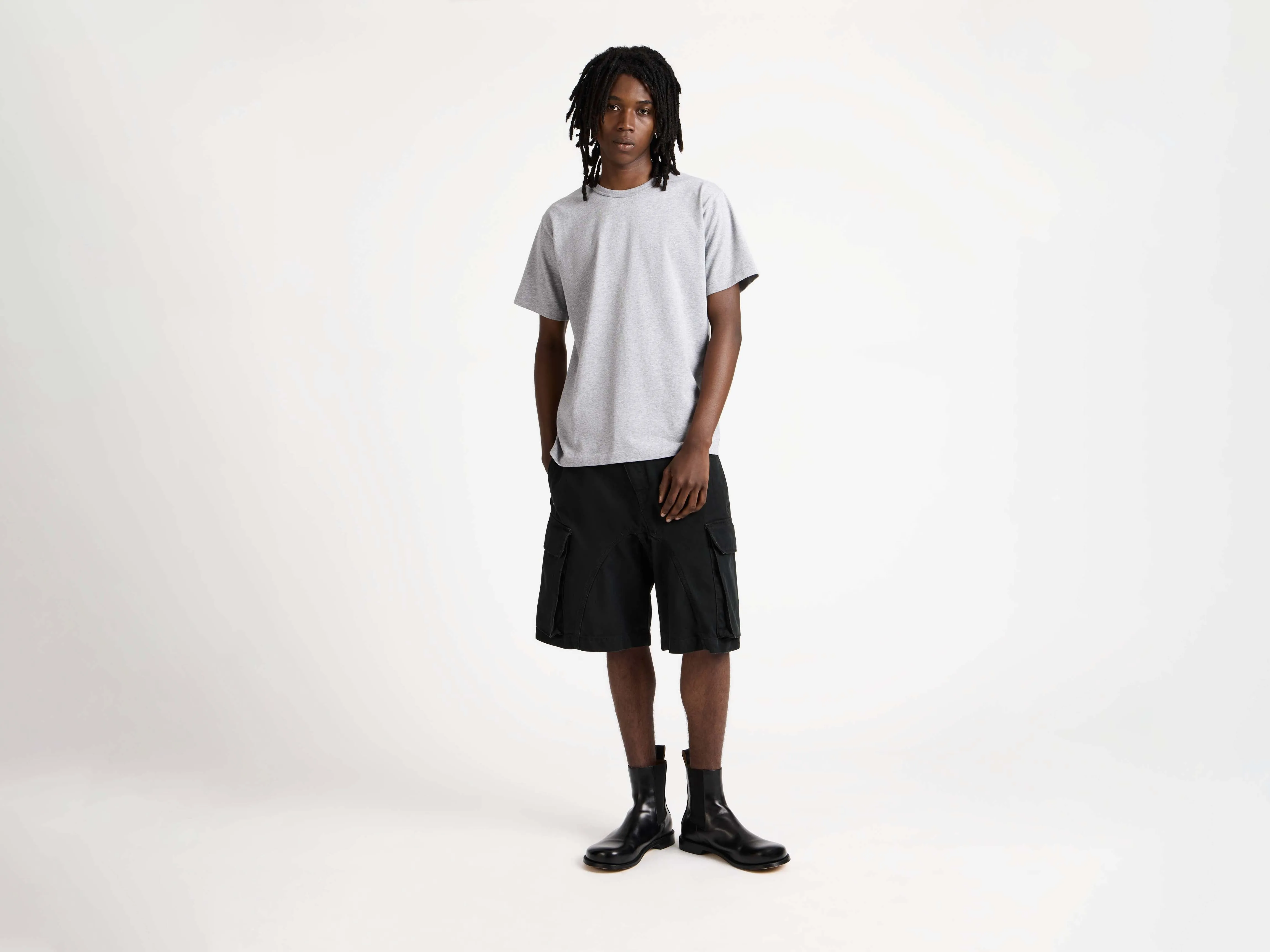 MENS EMBROIDERED ANCHOR T-SHIRT IN MID GREY MELANGE sold by J.W. Anderson