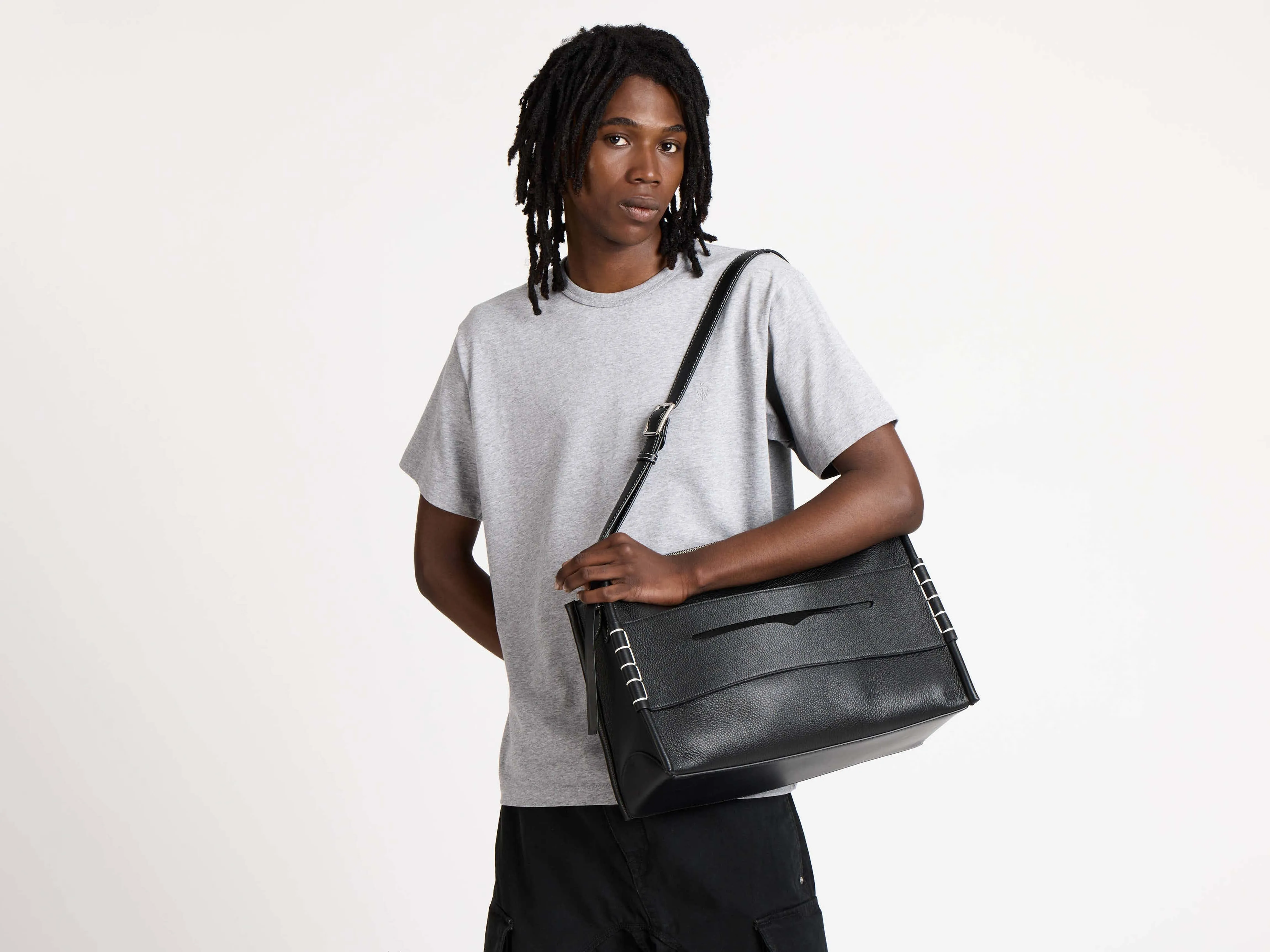 MENS EMBROIDERED ANCHOR T-SHIRT IN MID GREY MELANGE sold by J.W. Anderson product image thumbnail 3