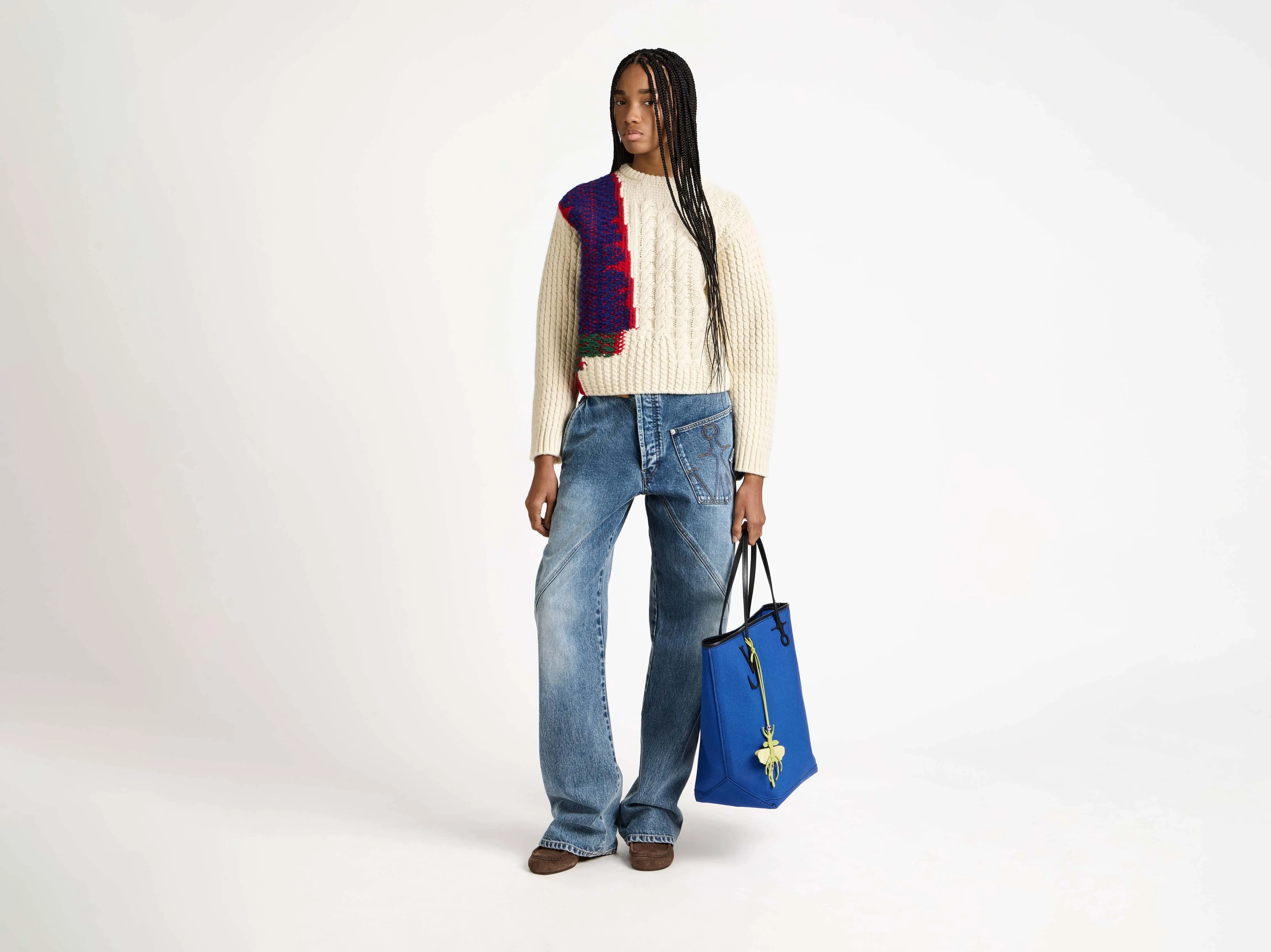 WOMENS CABLE-KNIT JUMPER IN IVORY sold by J.W. Anderson product image thumbnail 5