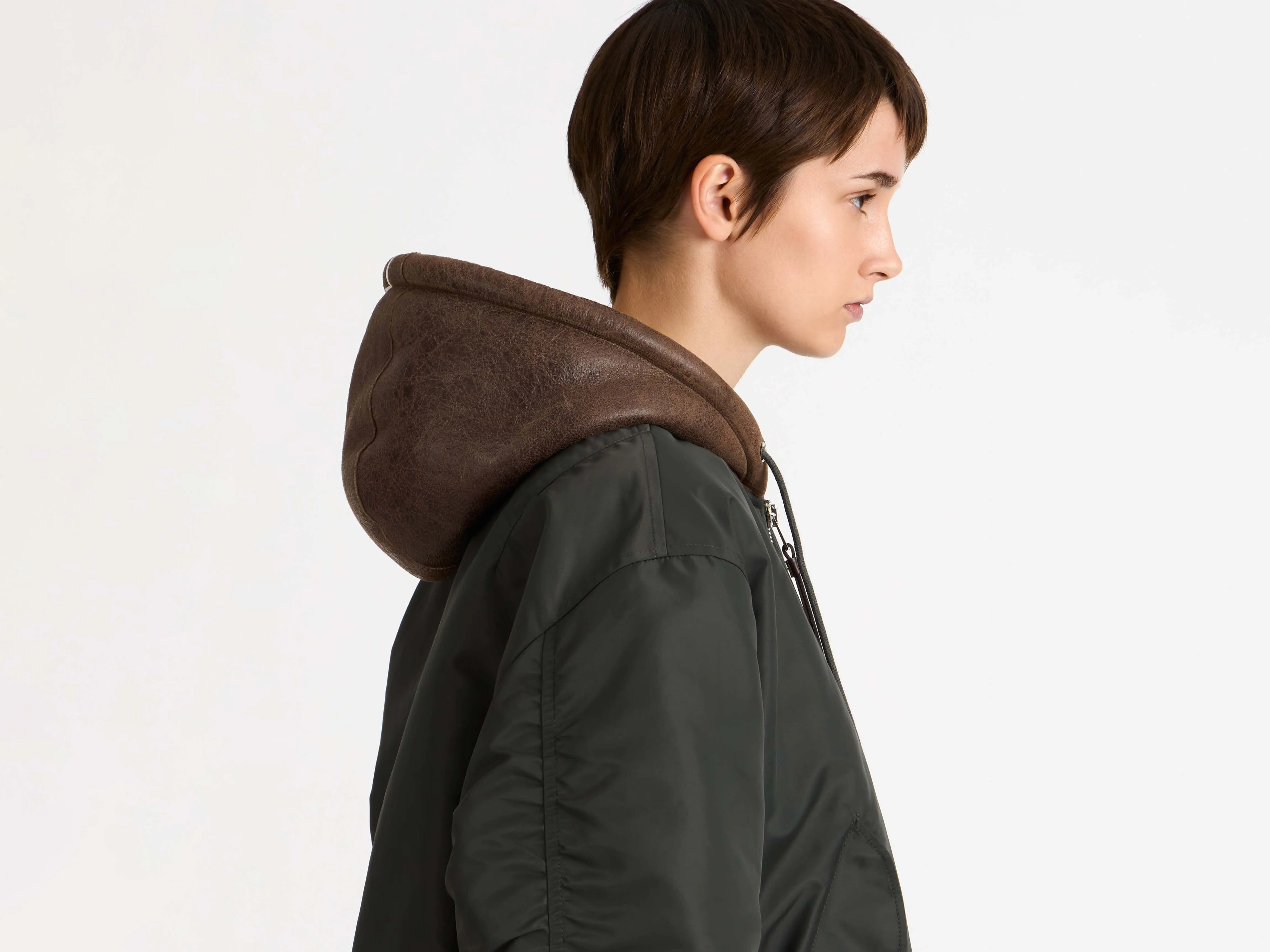WOMENS HOODED BOMBER JACKET IN DARK KHAKI sold by J.W. Anderson product image thumbnail 5