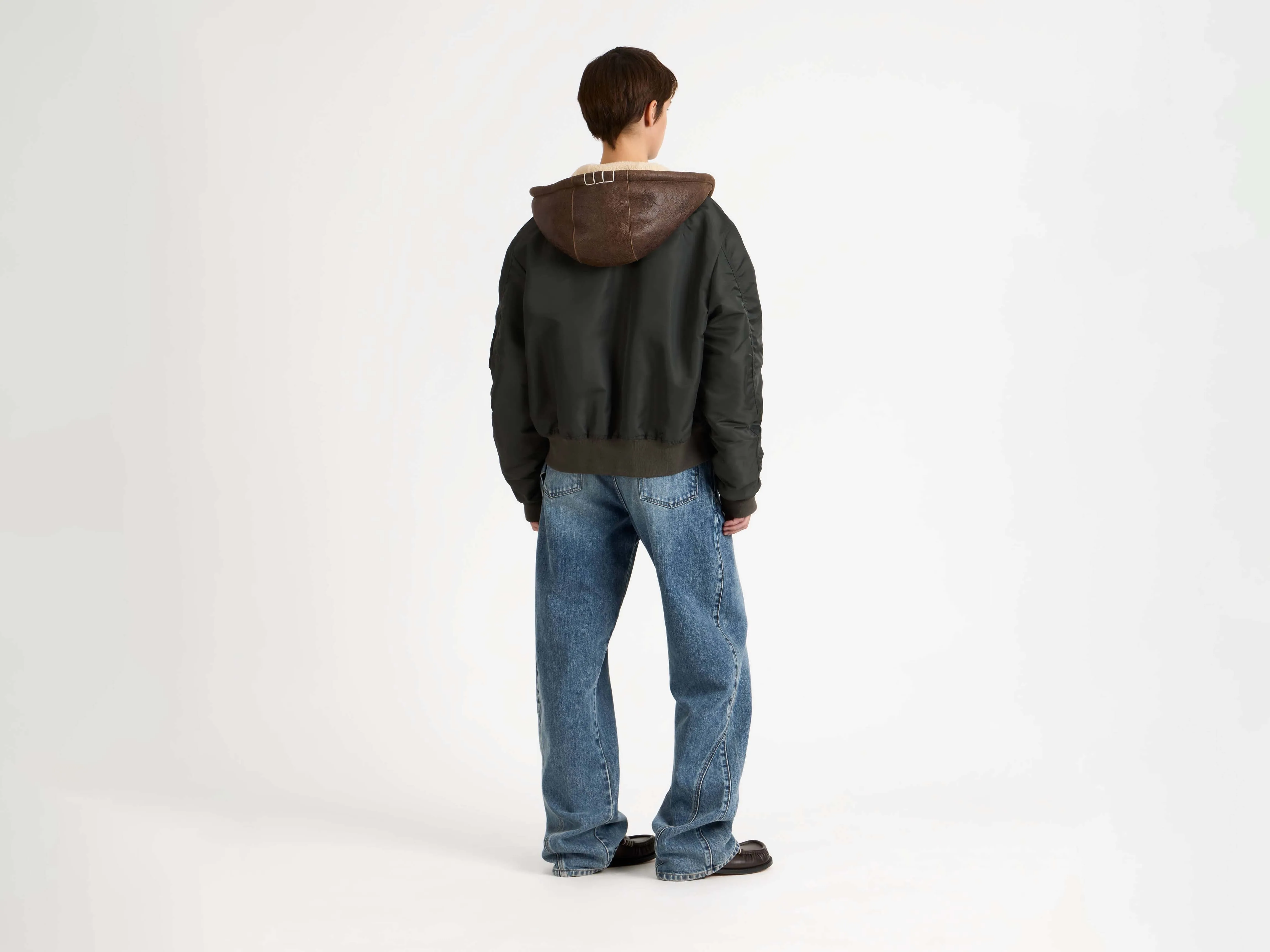 WOMENS HOODED BOMBER JACKET IN DARK KHAKI sold by J.W. Anderson product image thumbnail 2