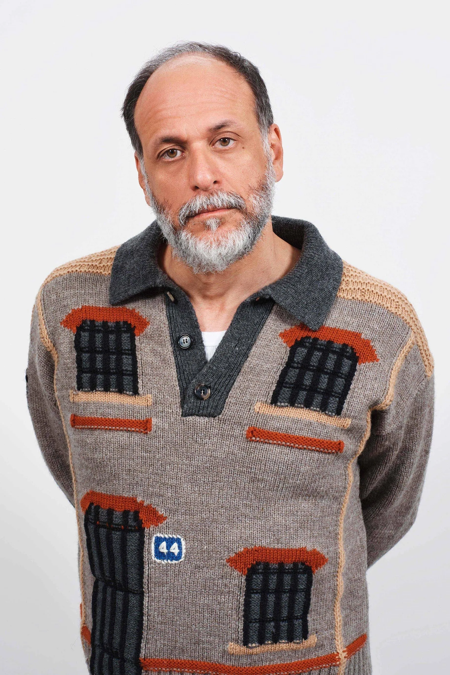 MENS HOUSE POLO JUMPER IN BEIGE MELANGE sold by J.W. Anderson product image thumbnail 2
