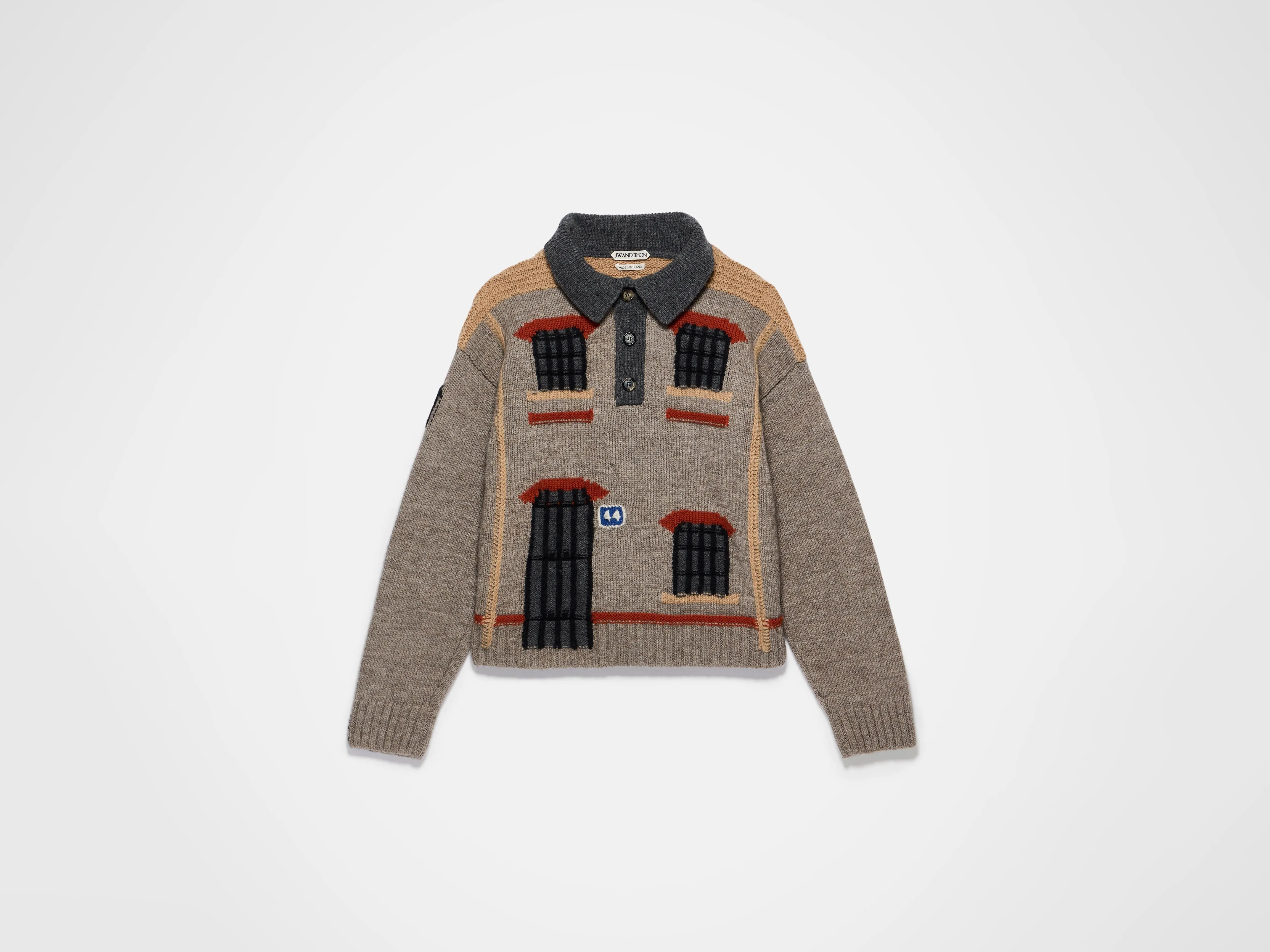 MENS HOUSE POLO JUMPER IN BEIGE MELANGE sold by J.W. Anderson product image thumbnail 5