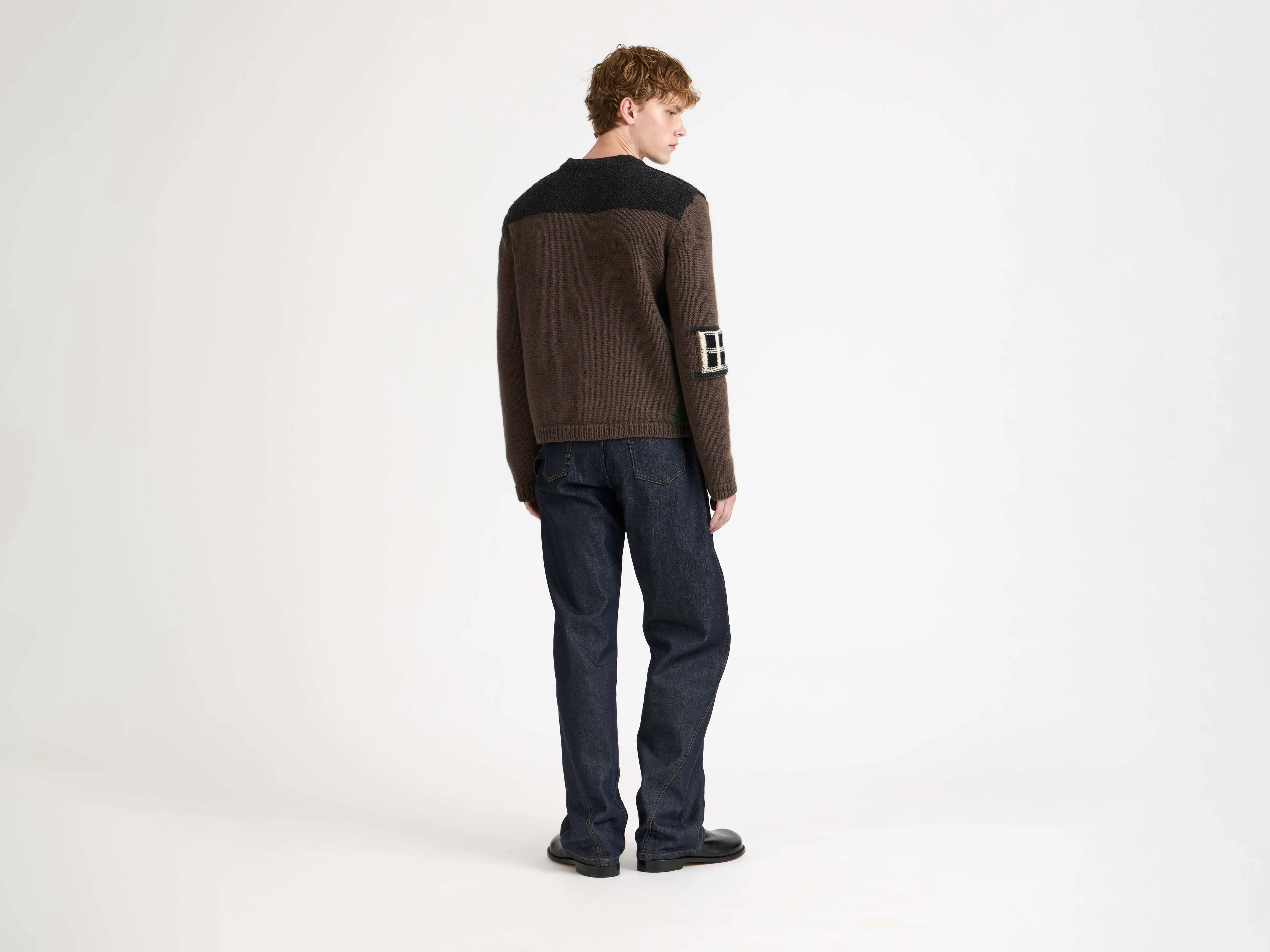MENS HOUSE POLO CARDIGAN IN CHESTNUT BROWN sold by J.W. Anderson product image thumbnail 3