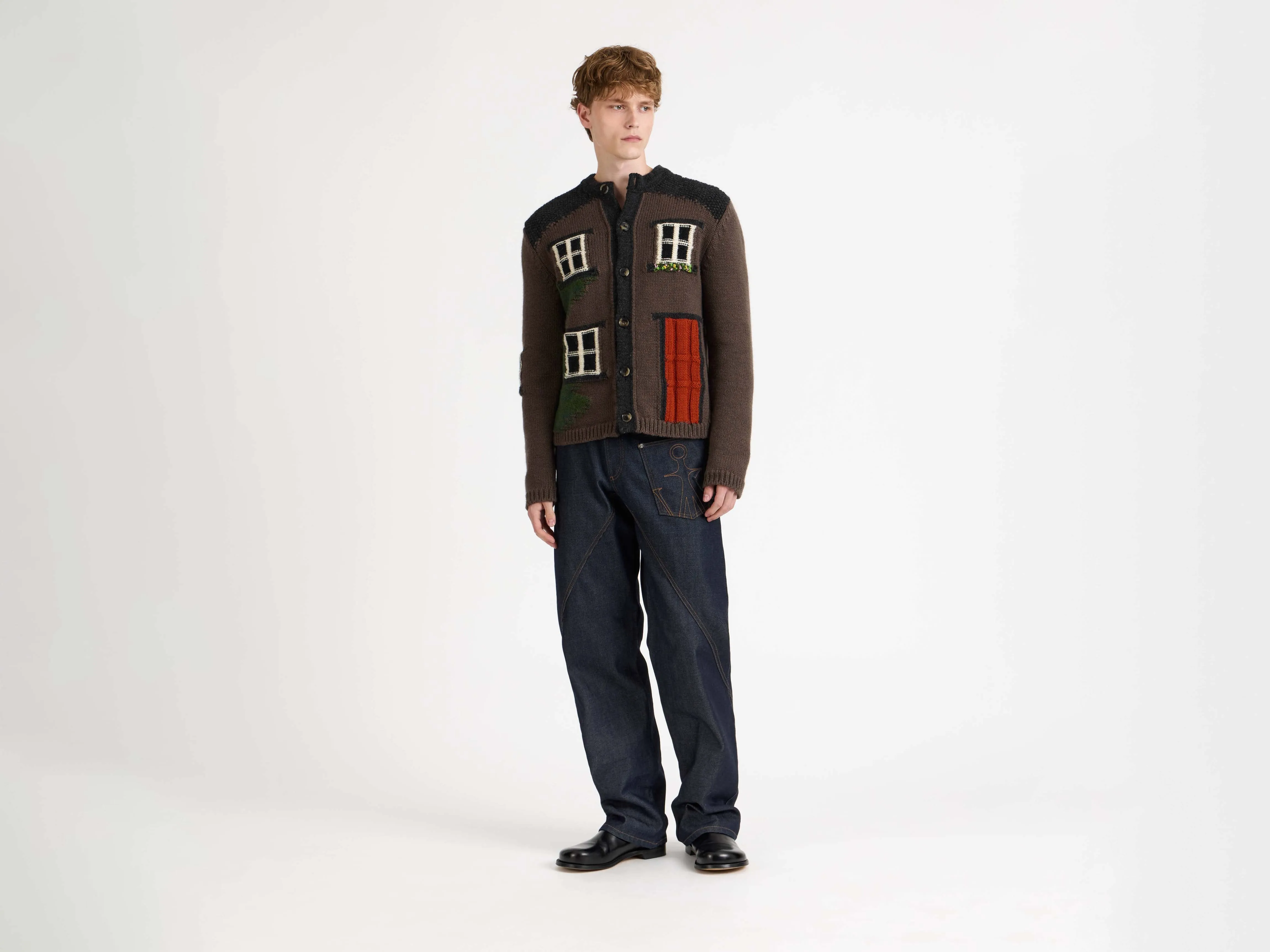 MENS HOUSE POLO CARDIGAN IN CHESTNUT BROWN sold by J.W. Anderson product image thumbnail 5