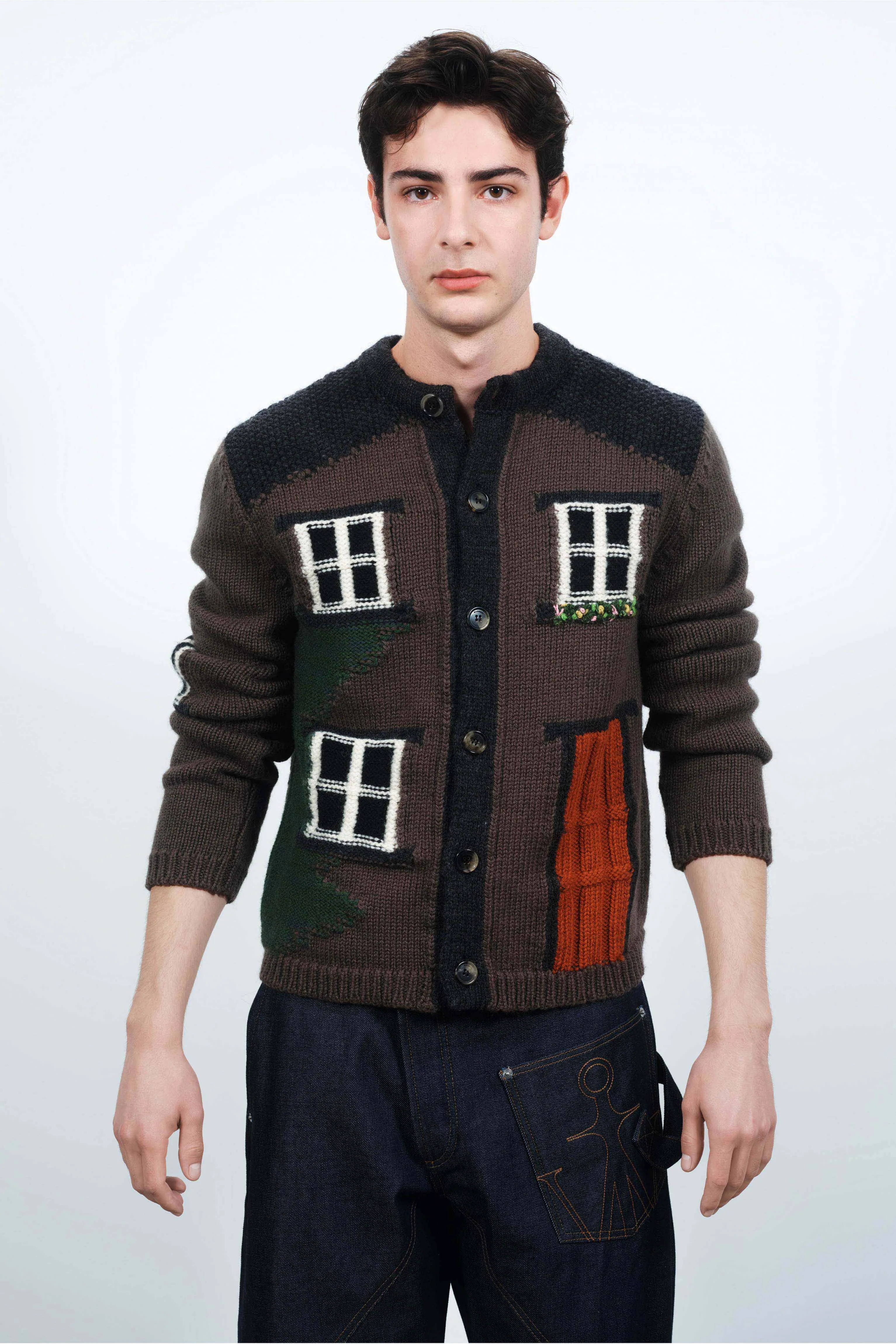 MENS HOUSE POLO CARDIGAN IN CHESTNUT BROWN sold by J.W. Anderson product image thumbnail 2
