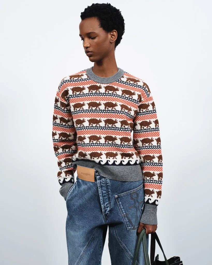 WOMENS FAIRISLE 'PIG' JUMPER IN RED sold by J.W. Anderson product image thumbnail 3