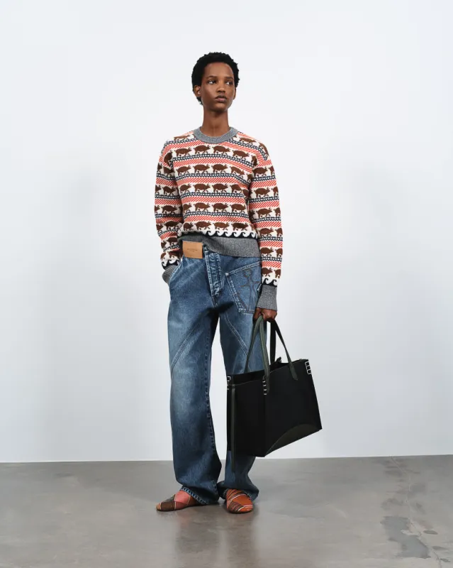 WOMENS FAIRISLE 'PIG' JUMPER IN RED made by J.W. Anderson