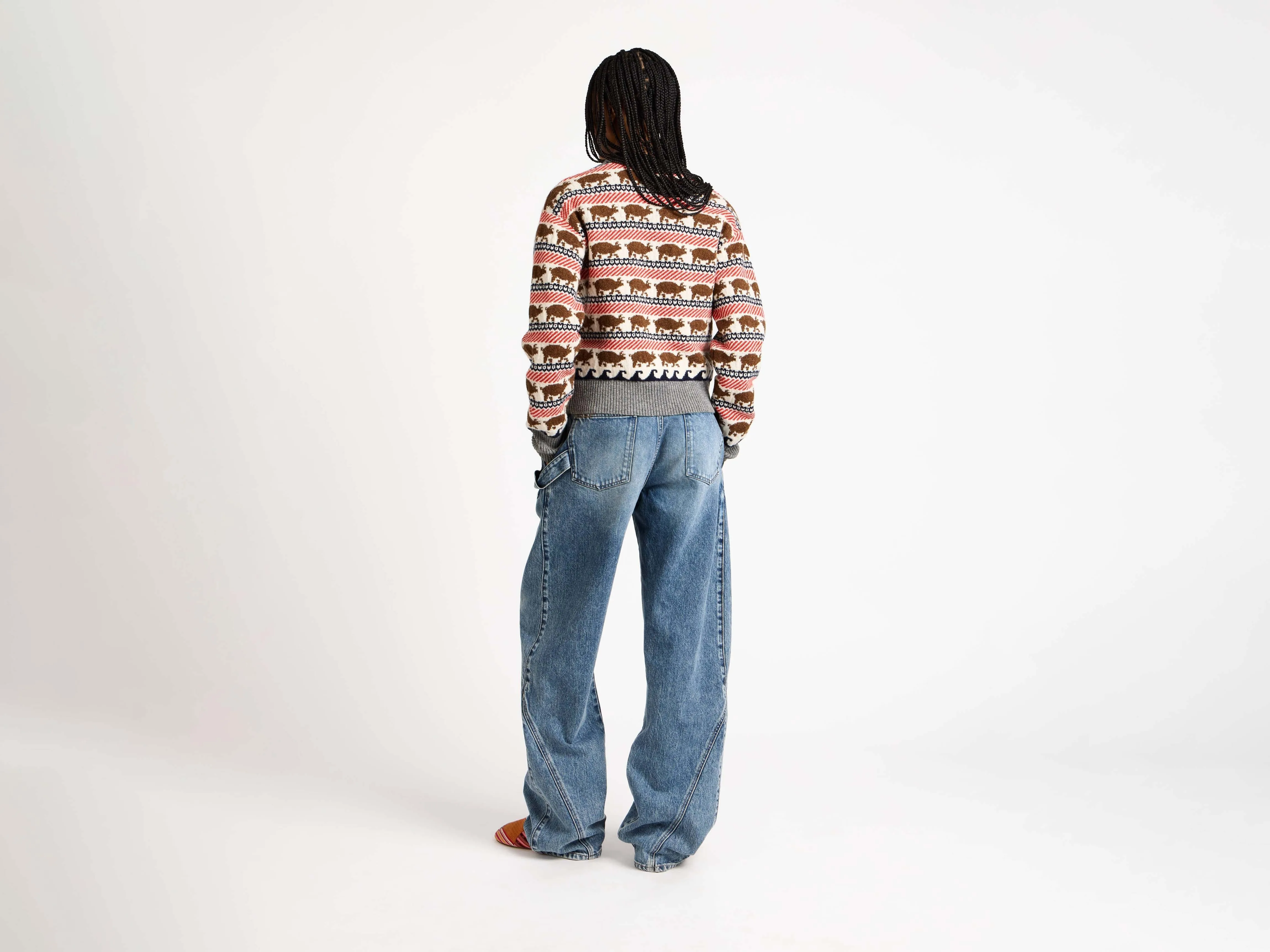 WOMENS FAIRISLE 'PIG' JUMPER IN RED sold by J.W. Anderson product image thumbnail 4