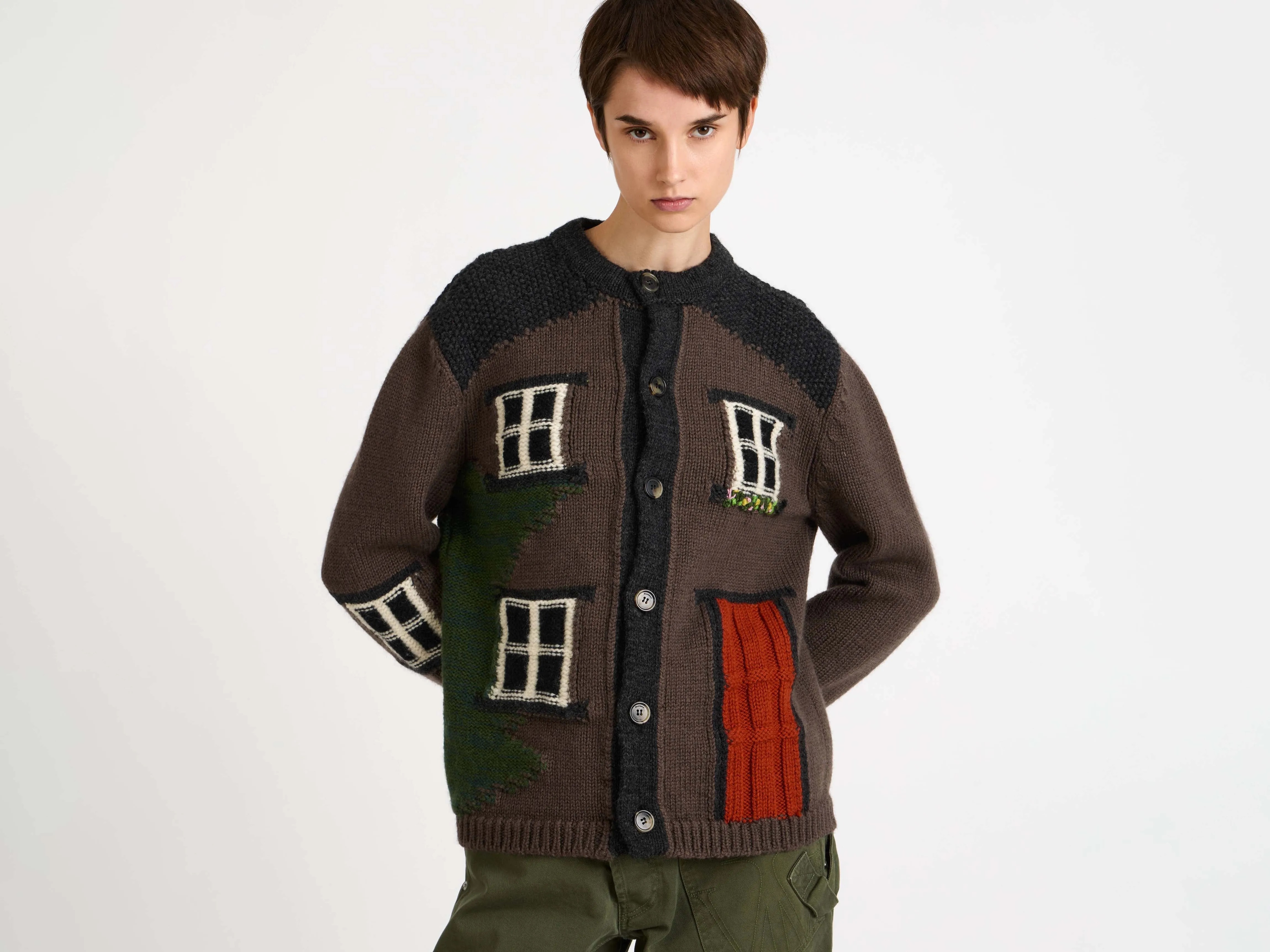 CL_HOUSE POLO CARDIGAN - CHESTNUT_KW1528YN0461 sold by J.W. Anderson