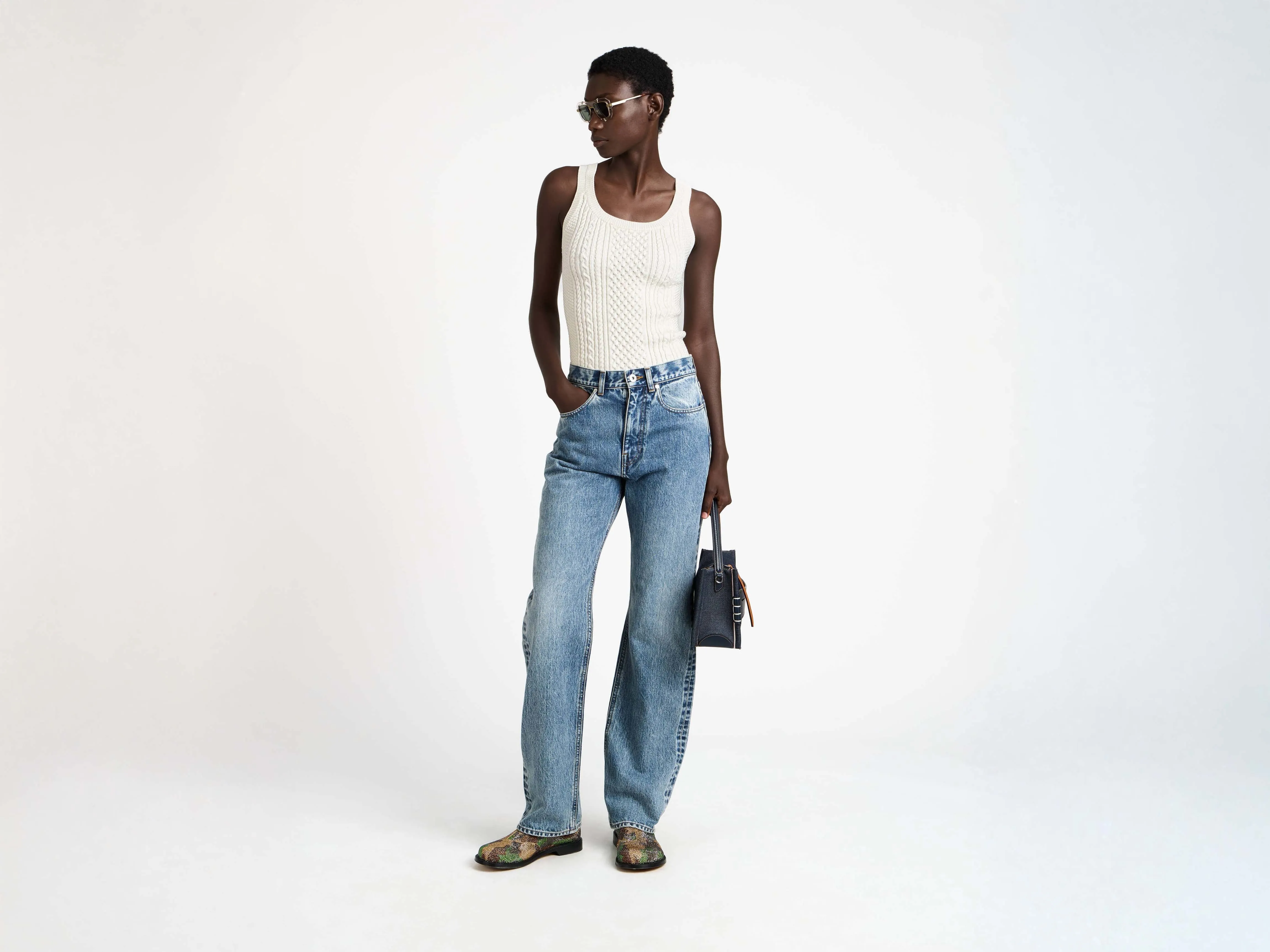 WOMENS STRAIGHT LEG DENIM JEANS IN MID BLUE sold by J.W. Anderson product image thumbnail 4